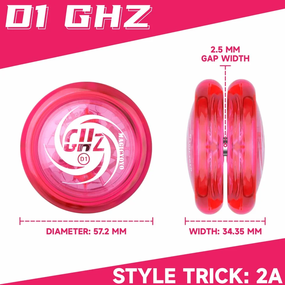 MAGICYOYO Responsywne Yoyo D1 GHZ, 2A Lopping Yoyo dla dzieci, profesjonalne plastikowe jo-jo dla początkujących + 6 strun zamiennych YoYo + rękawica Yo + torba do przechowywania jojo