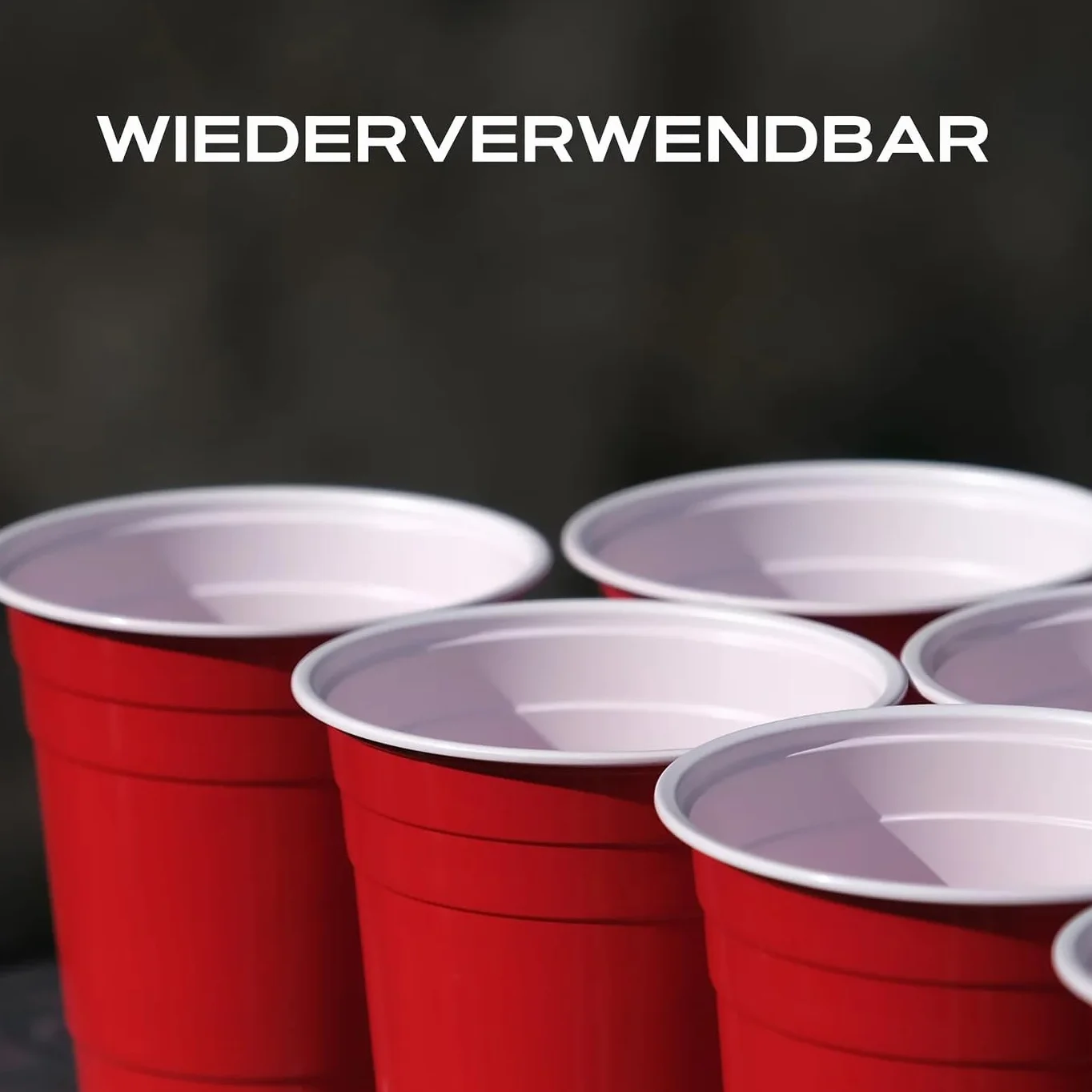 Zestaw kubków RedCupShop® do gry w Beer Pong | 50 czerwonych kubków (473 ml/16 uncji) + 4 piłeczki | Wielokrotnego użytku i odporne na zmywarkę | Czerwone kubki na imprezę do gier i zabaw