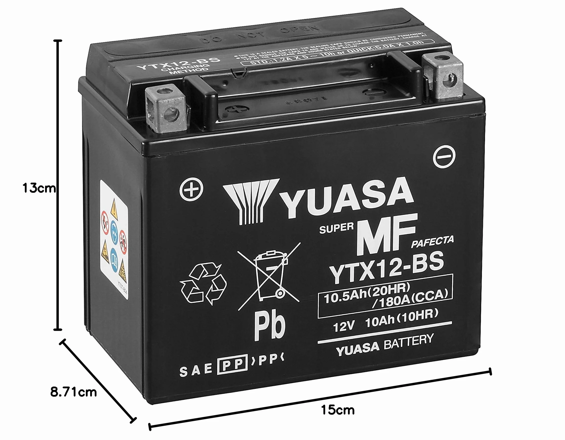 Yuasa YTX12 12V 180 CCA bezobsługowy akumulator motocyklowy VRLA AGM