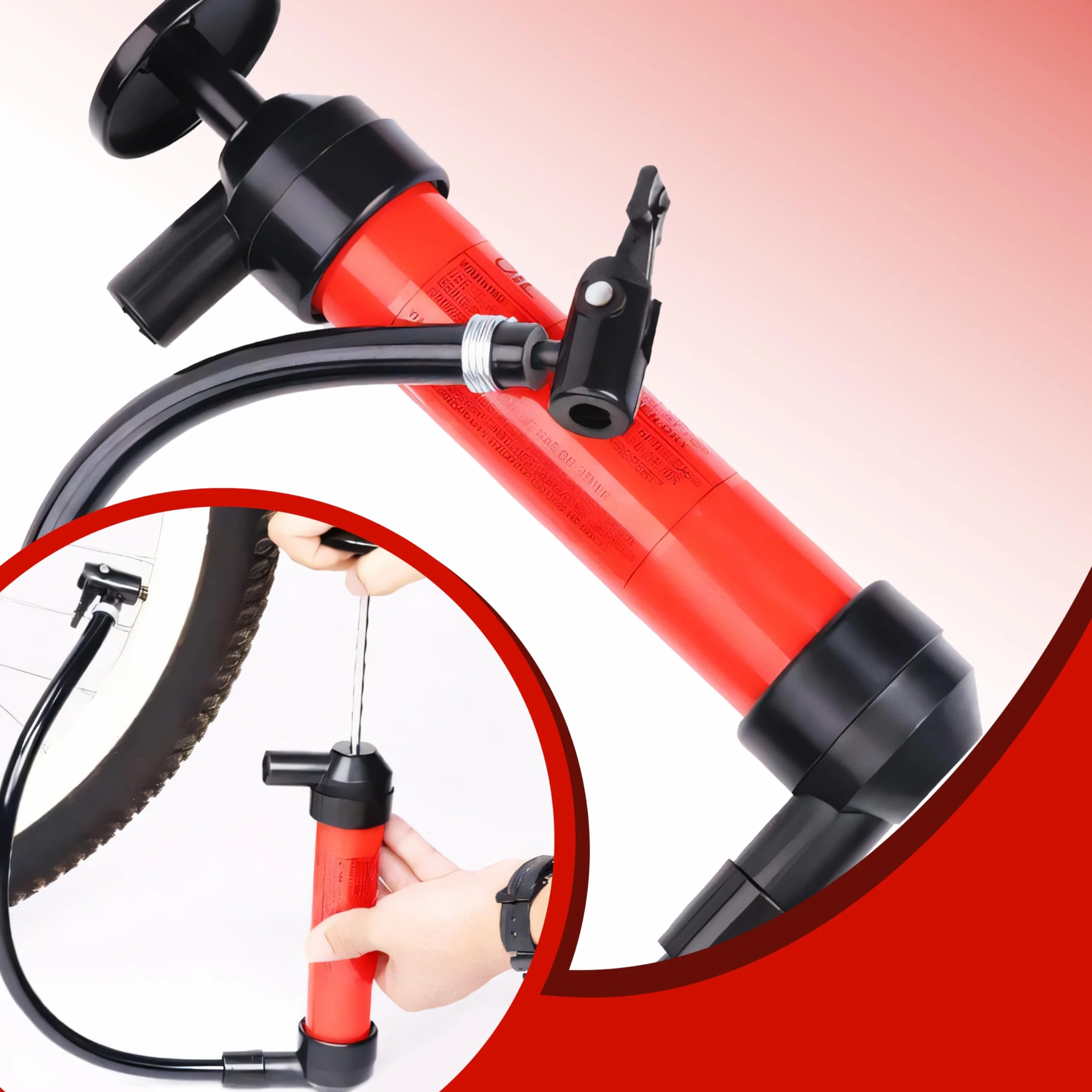 Retoo Ręczna pompa wodna, 5L/min, pompa benzynowa, pompa paliwa, ręczna pompa syfonowa z 118/100/40cm PVC wężem, uniwersalna pompa ssąca do samochodu, łodzi, motocykla, pojazdu, oleju napędowego