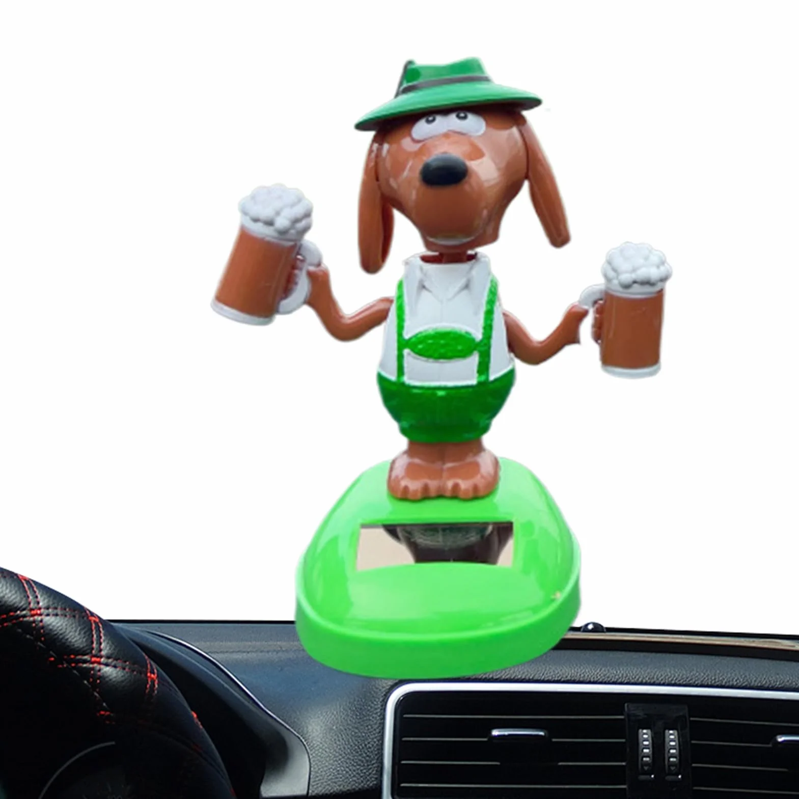 Dekoracja samochodowa, energia s?oneczna, uroczy, ruchomy pies, figurka do samochodu, desk? rozdzielcz? – zabawna figurka do ta?ca z piwem, dekoracja biurko, wycieczk? samochodow? do domu