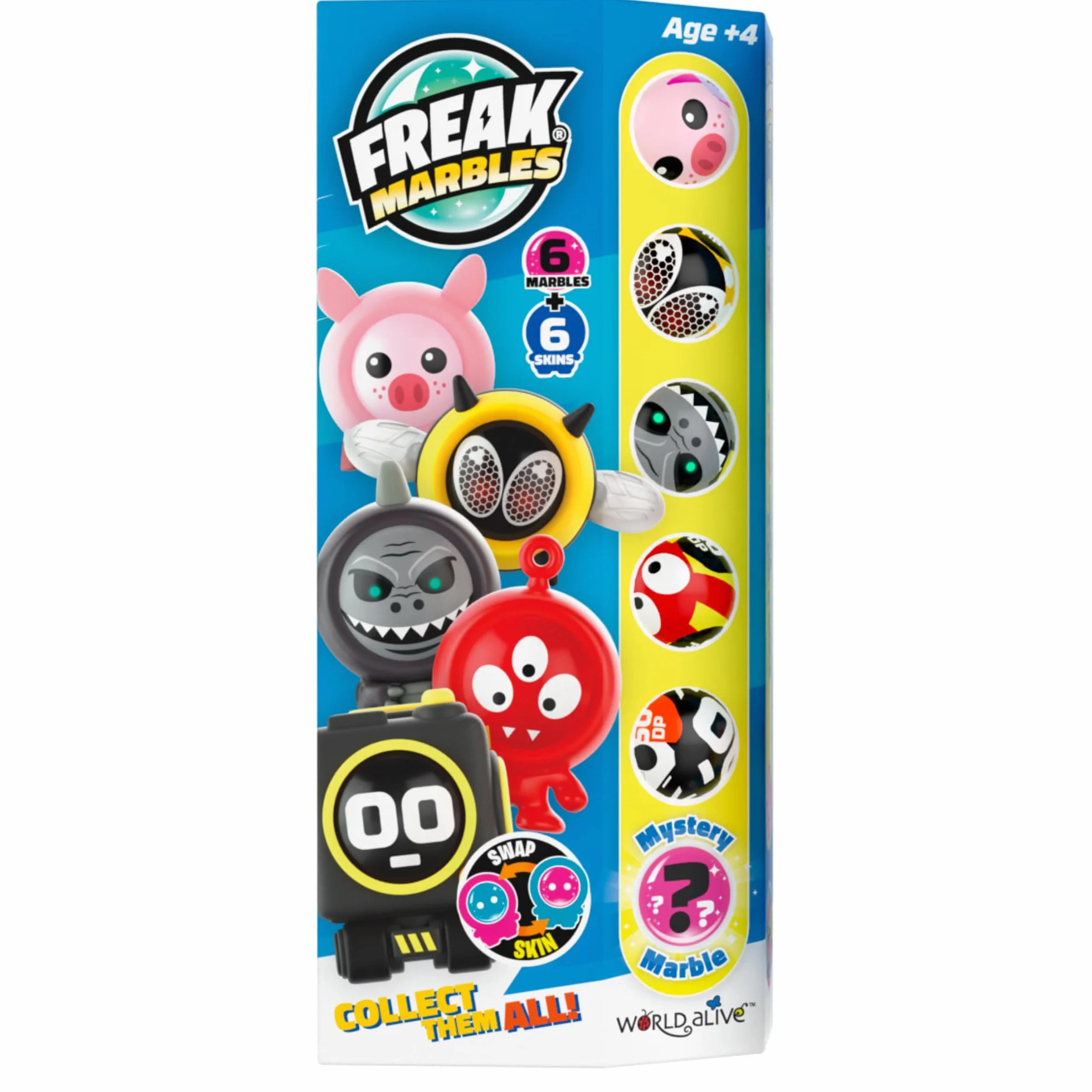 Freak Marbles Totem Pack B, 6 kolorowych kulek z jego projektami w grze, z czego 1 to Rzadkie. Zbieraj, baw się i udostępniaj dzieci w wieku od 4 lat
