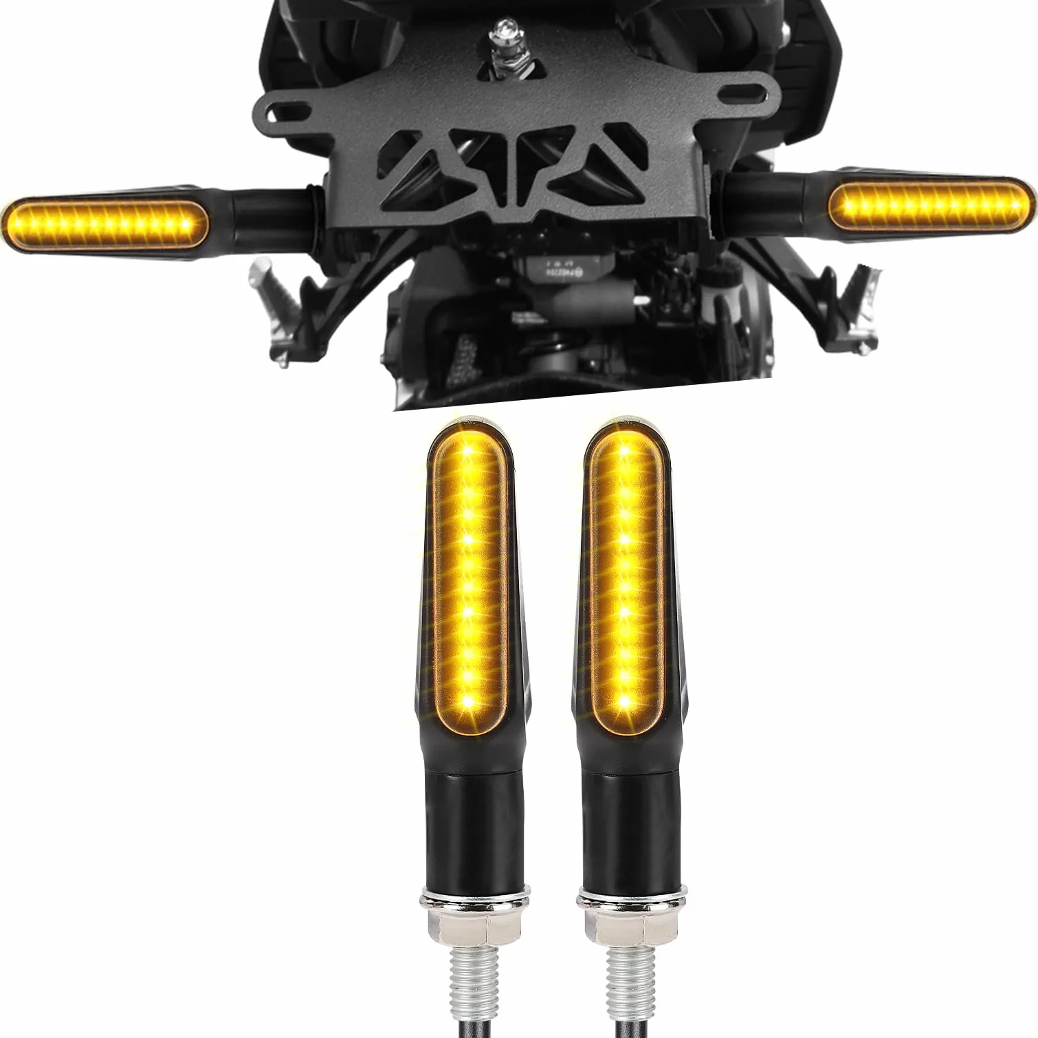 KEMIMOTO Kierunkowskazy LED 12 V bardzo jasne M8 czarne uniwersalne, kierunkowskazy LED E24 Mark, wodoszczelność IP67, światła do jazdy dziennej do motocrossu, 2 sztuki