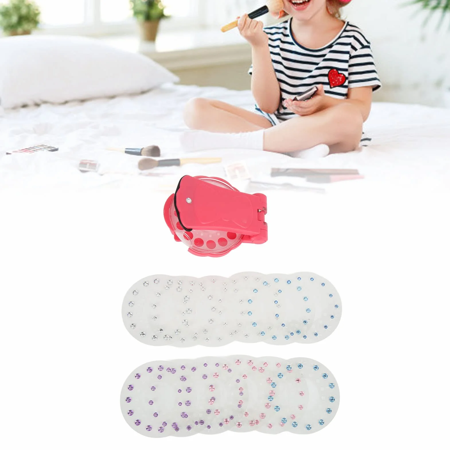 Zestaw Bedazzler do Włosów z Dżetów, Narzędzie do Stylizacji Włosów Bling, Kolekcja Radiance Glam Collection Hair Bling Gems dla Dziewczynek, Dostępne Są 12 Arkuszy Rhinestone
