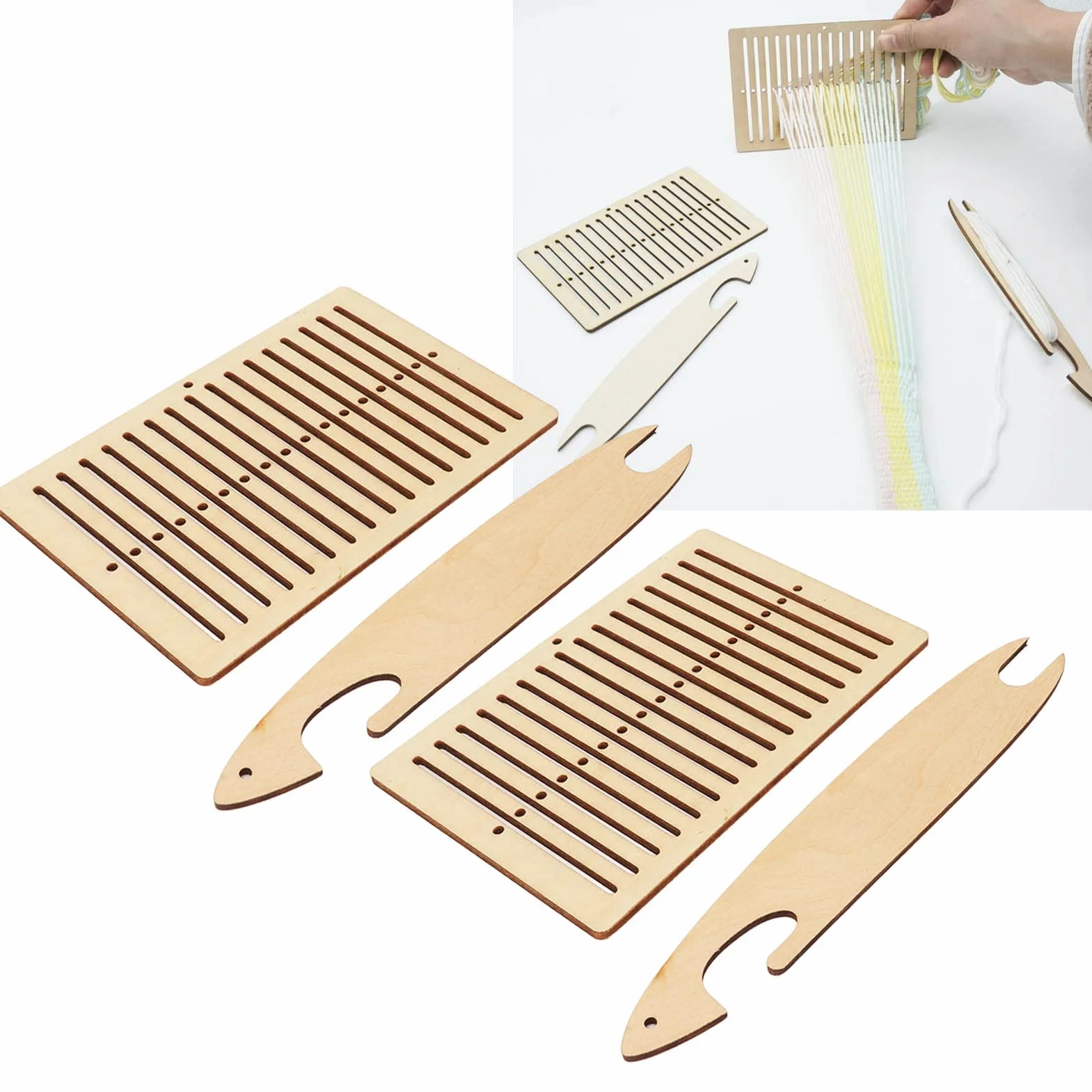 Fyearfly 2 zestawy krosna tkackie, drewno, DIY, tworzenie edukacyjne, interesujące krosna tkackie, ręcznie robione, tkany zestaw dla dzieci, dorosłych, początkujących, dzieci