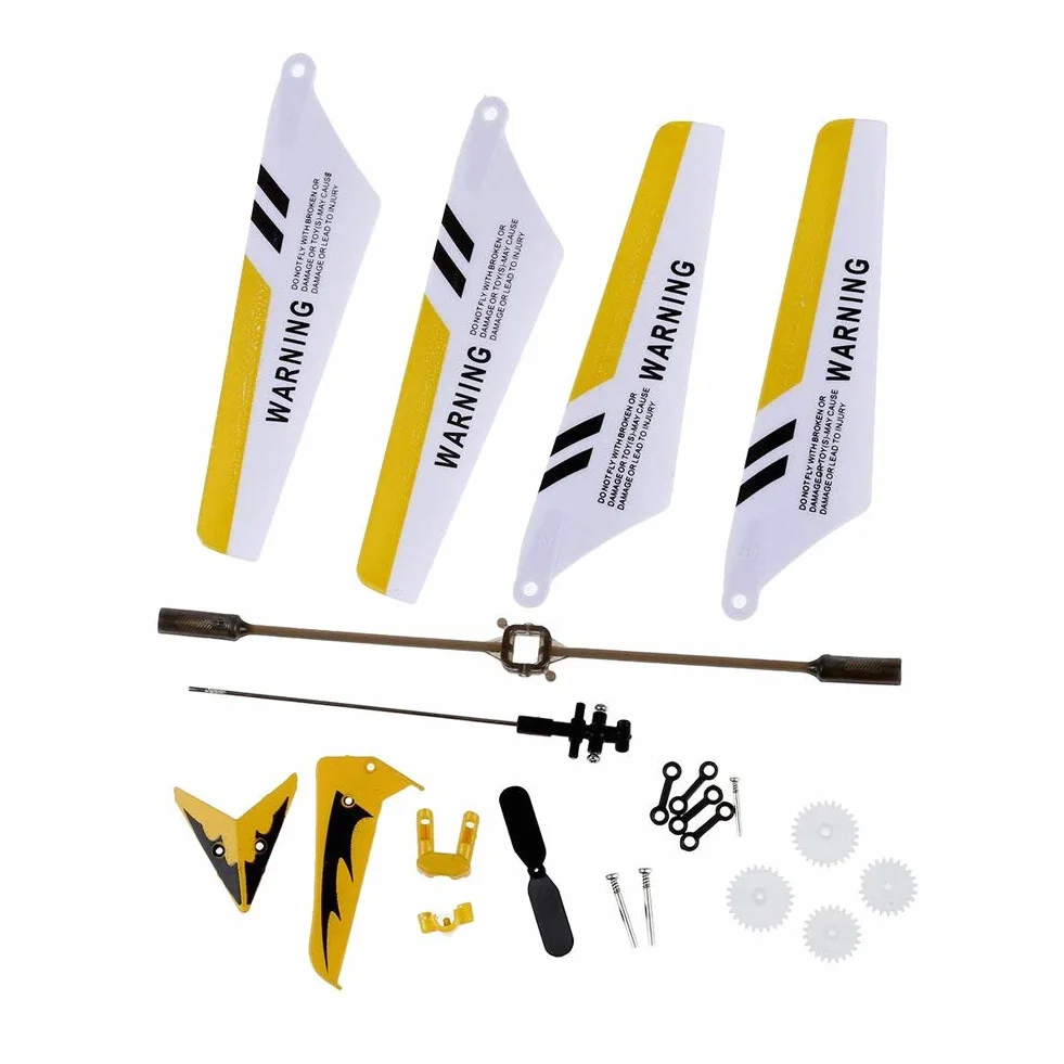 1PC Remote Control Helicopter Full Replacement Parts Set for Syma S107 / S107G RC Helicopter, Main s,Tail Decorations,Tail,Balance Bar, Connect Buckle, Inner Shaft. Yellow