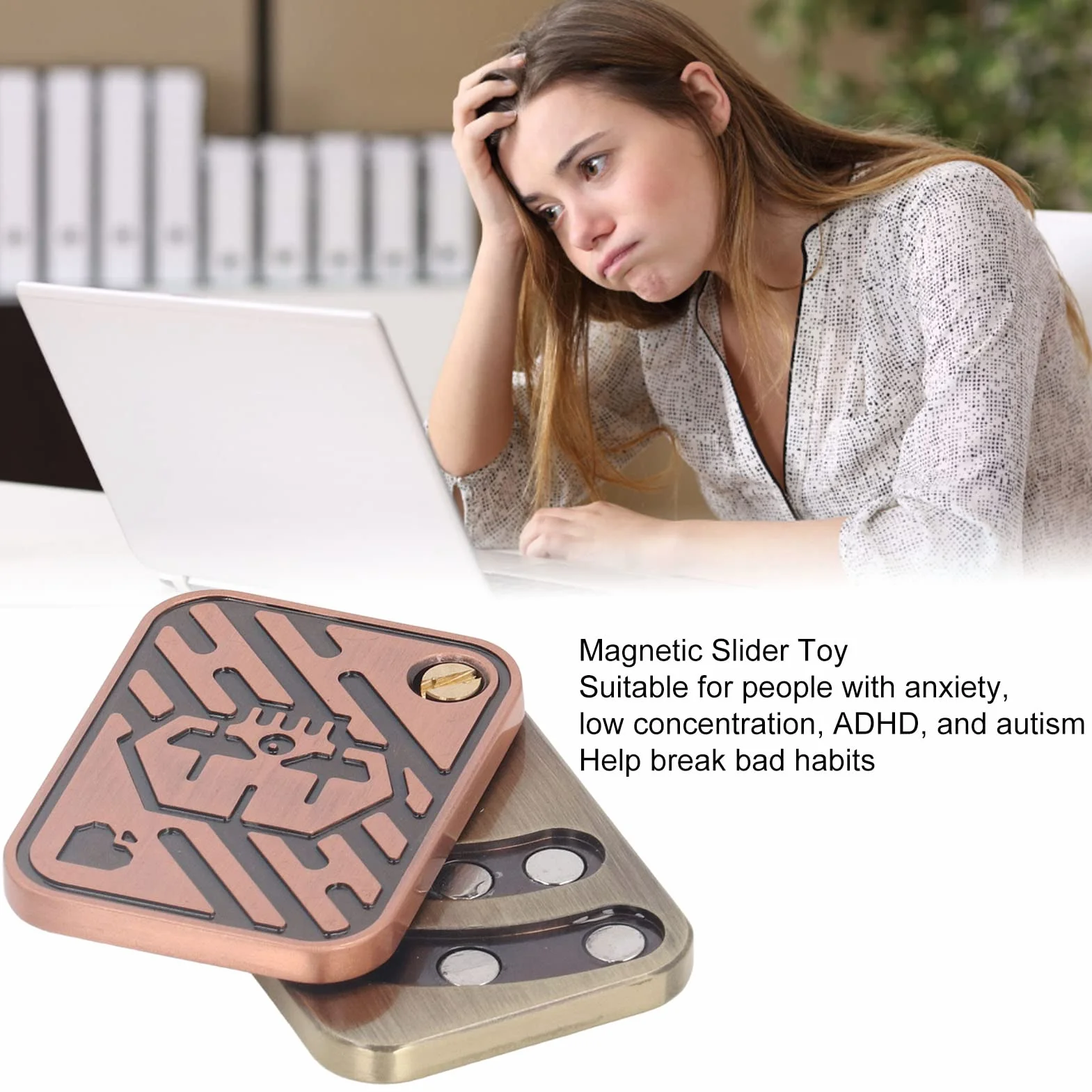 Fidget Slider Toy, Metal Poker Fidget Slider EDC Adult Fidget Toys, ADHD Autism Sensory Toys, Lękowe Zabawki Antystresowe, Zabawki na Biurko, Prezenty dla Chłopaka i Ojca