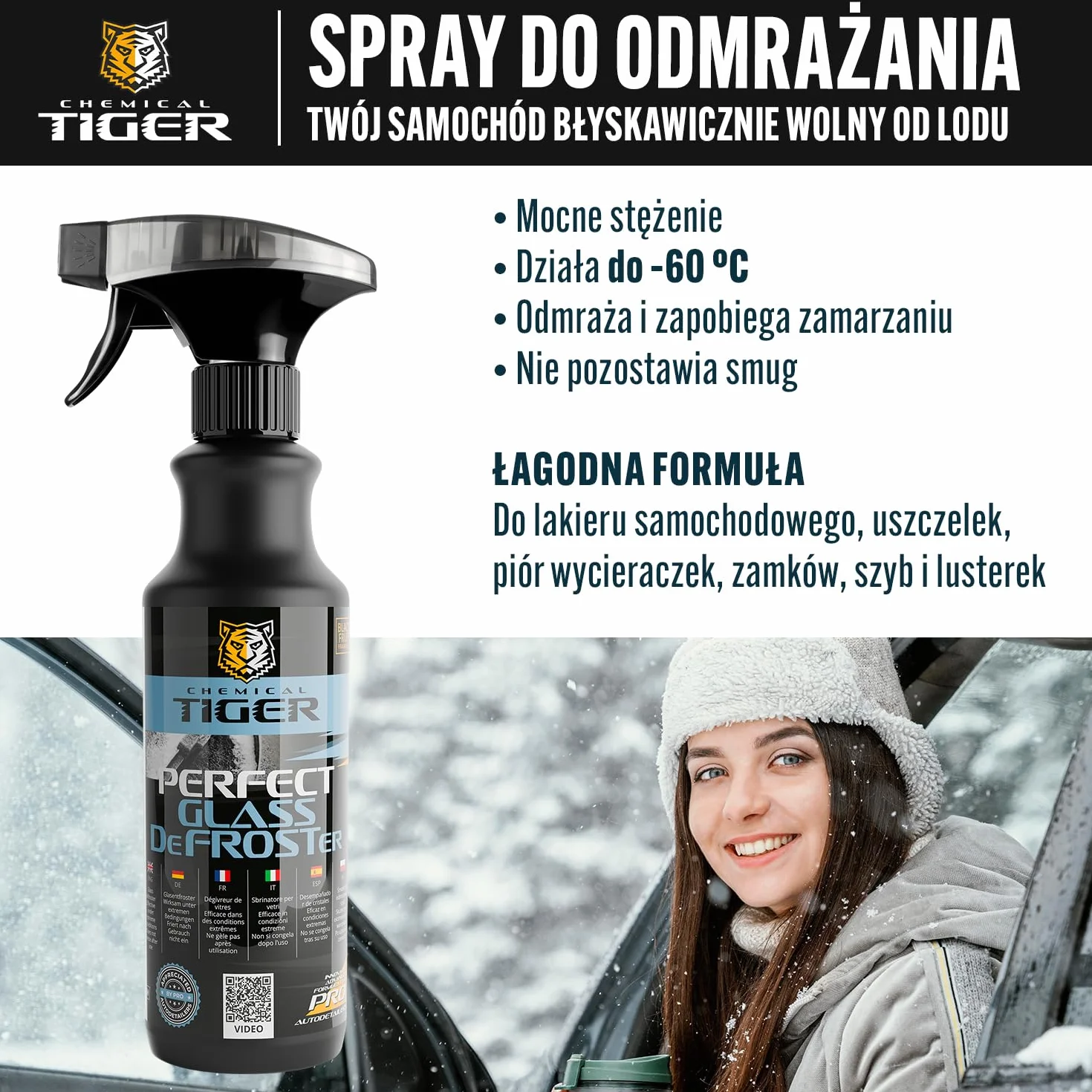 Perfect Glass DeFROSTer Spray Odmrażający do Samochodu 500 ml –60 °C Odmrażacz do Szyb