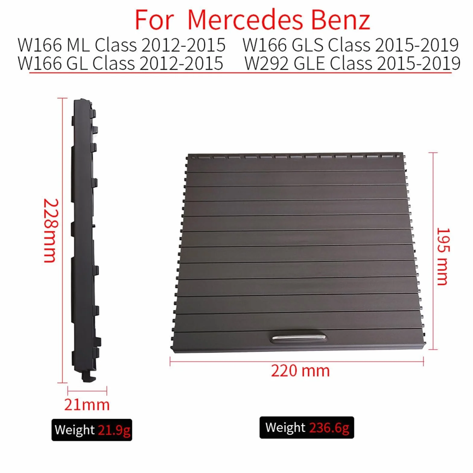Armsteun Richter Bush Pasuje do Mercedes Benz ML GL GLE GLS ML300 350 W166 W292 Uchwyt na kubek konsoli samochodowej Przesuwana osłona Osłona środkowa rolety(Model A Beige)