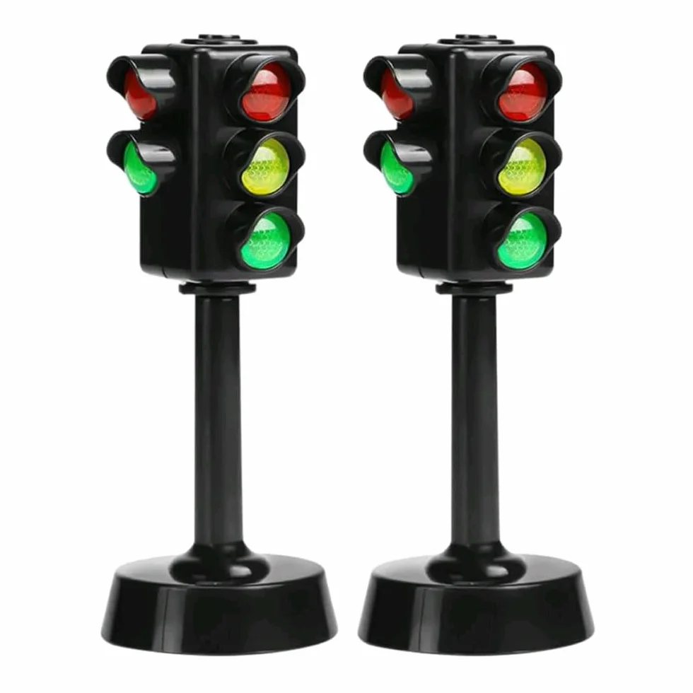2 szt. zabawkowe światła drogowe mini LED światło drogowe dla dzieci edukacyjne