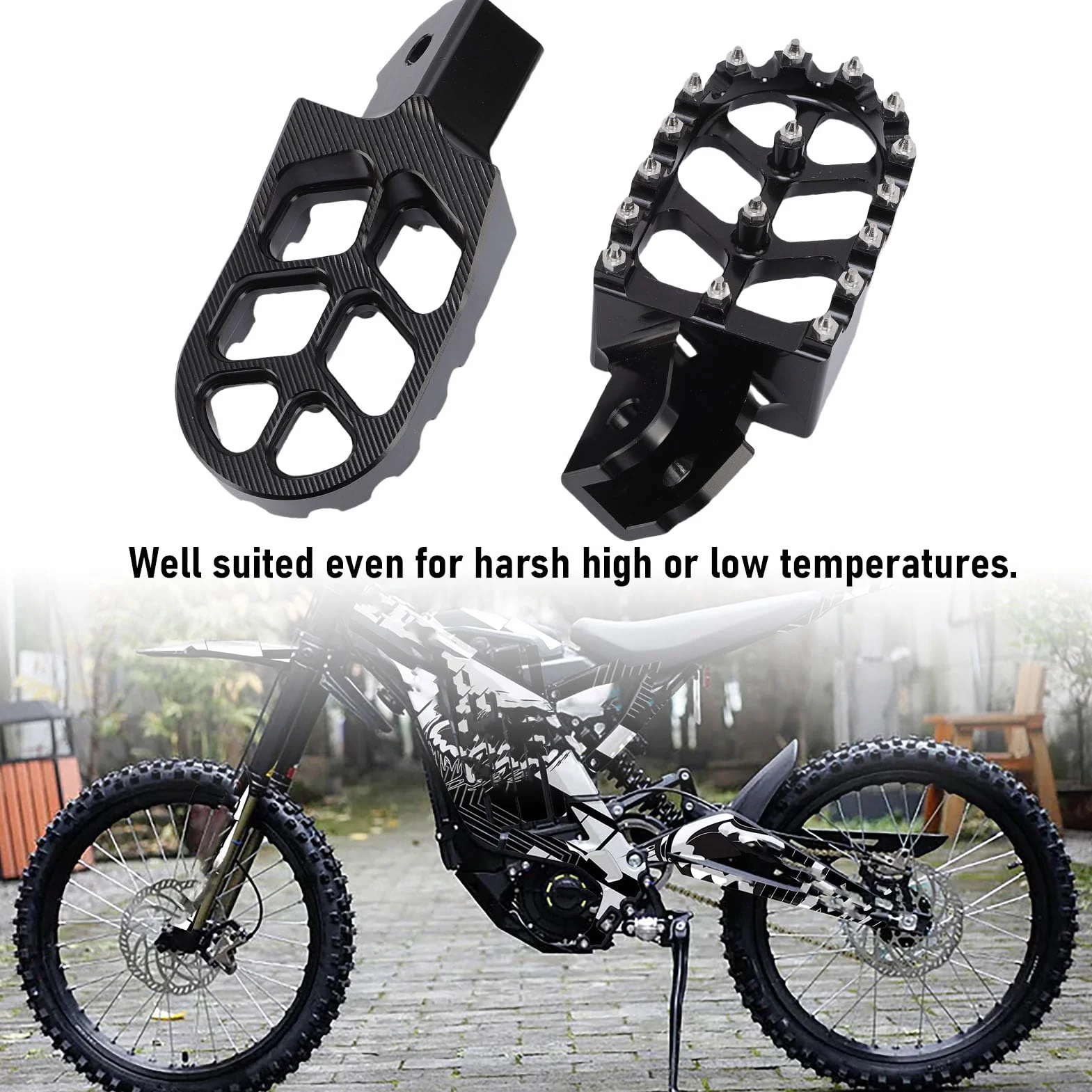 Yosoo Podnóżki Motocyklowe, 1 Para Stopki 7075 Stop Aluminium Dirt Bike z Zestawem Montażowym dla Surron Light Bee X, X260, CRF150F 2003-2019 (BLACK)
