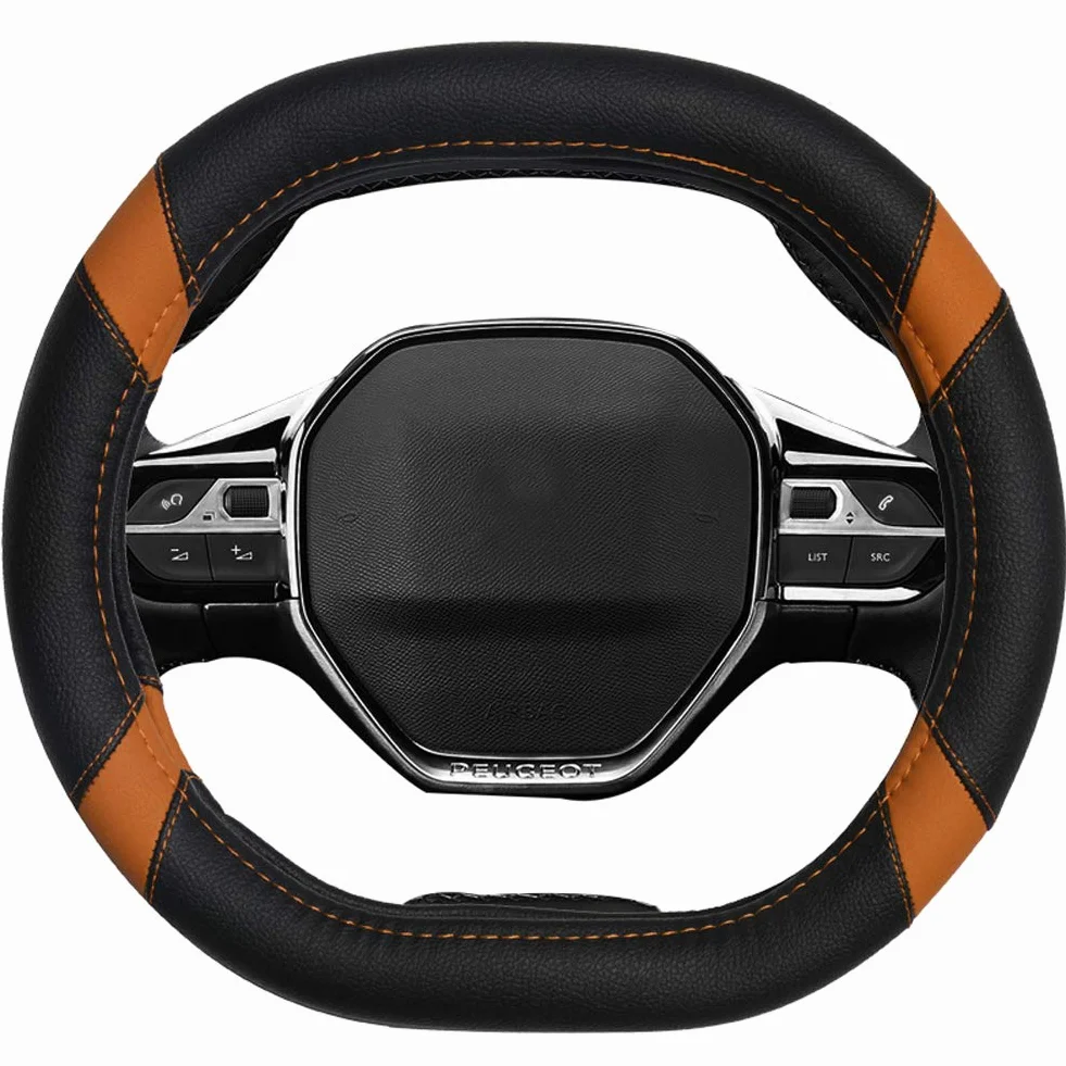 Mayco Bell osłona kierownicy z mikrofibry i skóry do Peugeot 3008 4008 5008 508 208 e-208 2016-2019 czarno-pomarańczowa