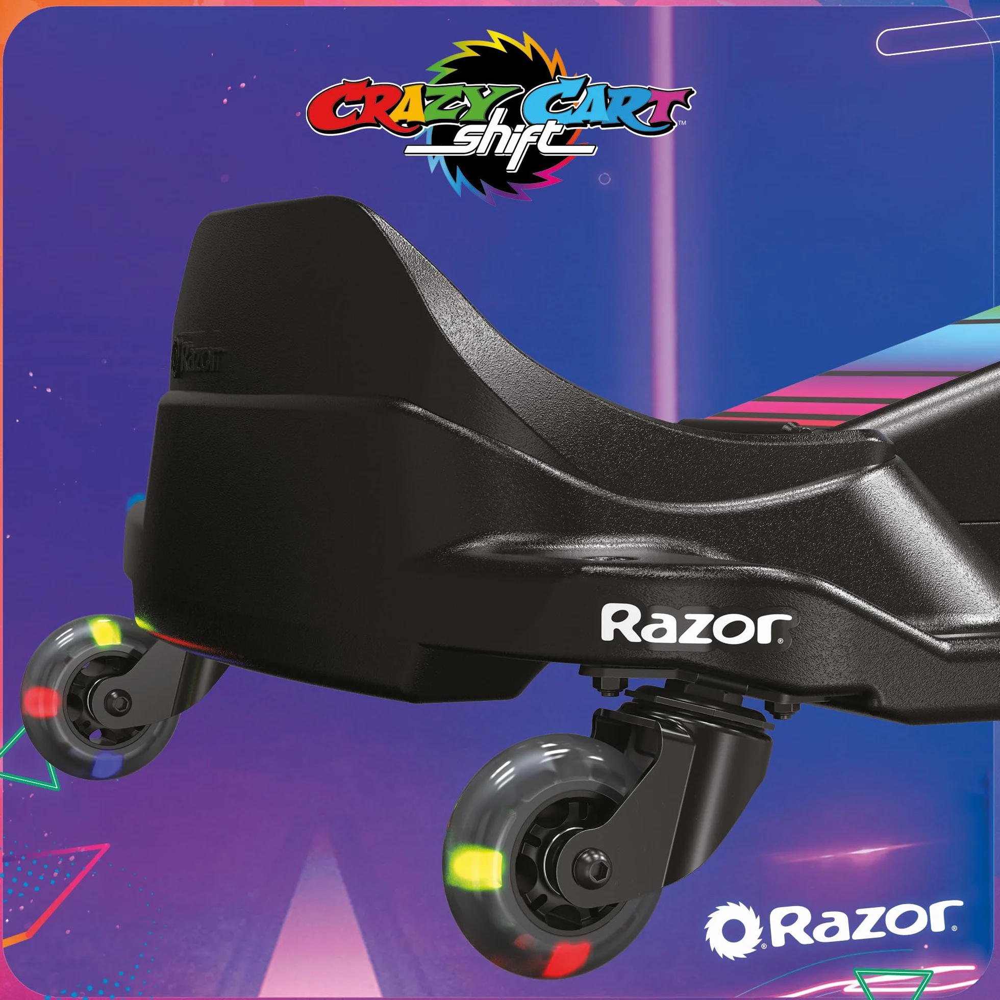 Razor Uniseks - Dzieci Crazy Cart Shift Lightshow 20173805 Gokart dla Dzieci, Czarny