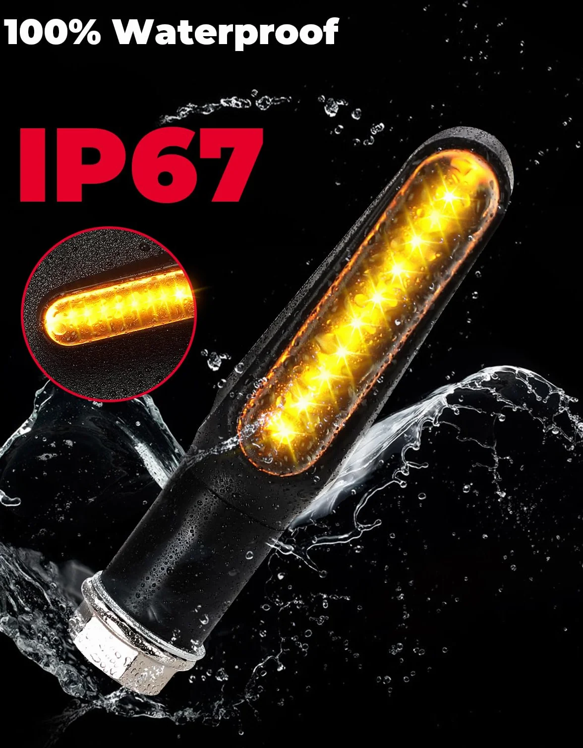 KEMIMOTO Kierunkowskazy LED 12 V bardzo jasne M8 czarne uniwersalne, kierunkowskazy LED E24 Mark, wodoszczelność IP67, światła do jazdy dziennej do motocrossu, 2 sztuki