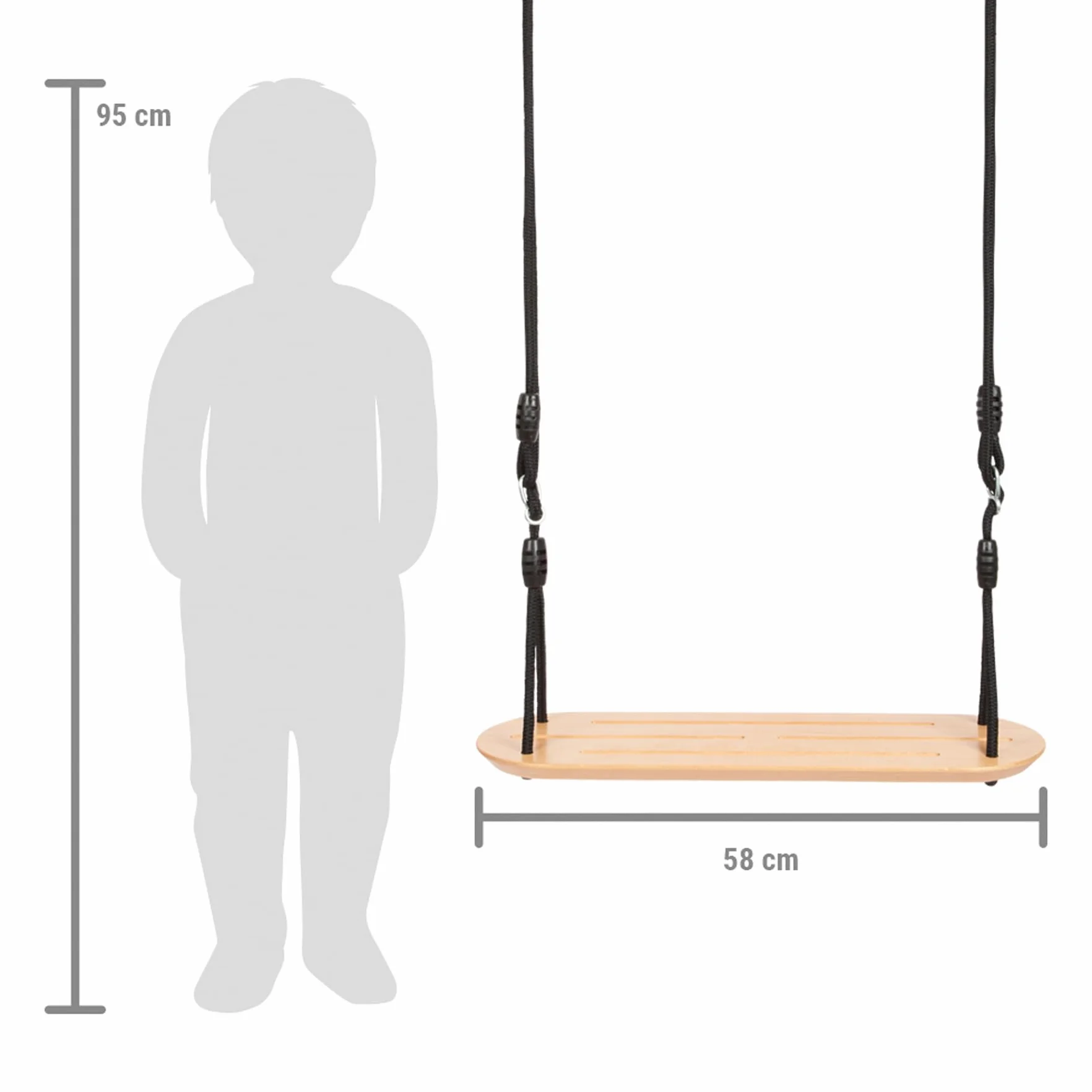 small foot Board XL Black Line, bardzo szeroka drewniana huśtawka dla dzieci i dorosłych, dla dzieci w wieku od 3 lat, 12407