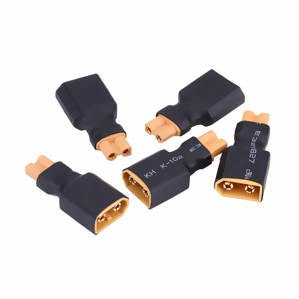 5 szt.RC Drone Adapter męski, XT30 do XT60 konwerter baterii męski (XT30 żeński na XT60 męski)