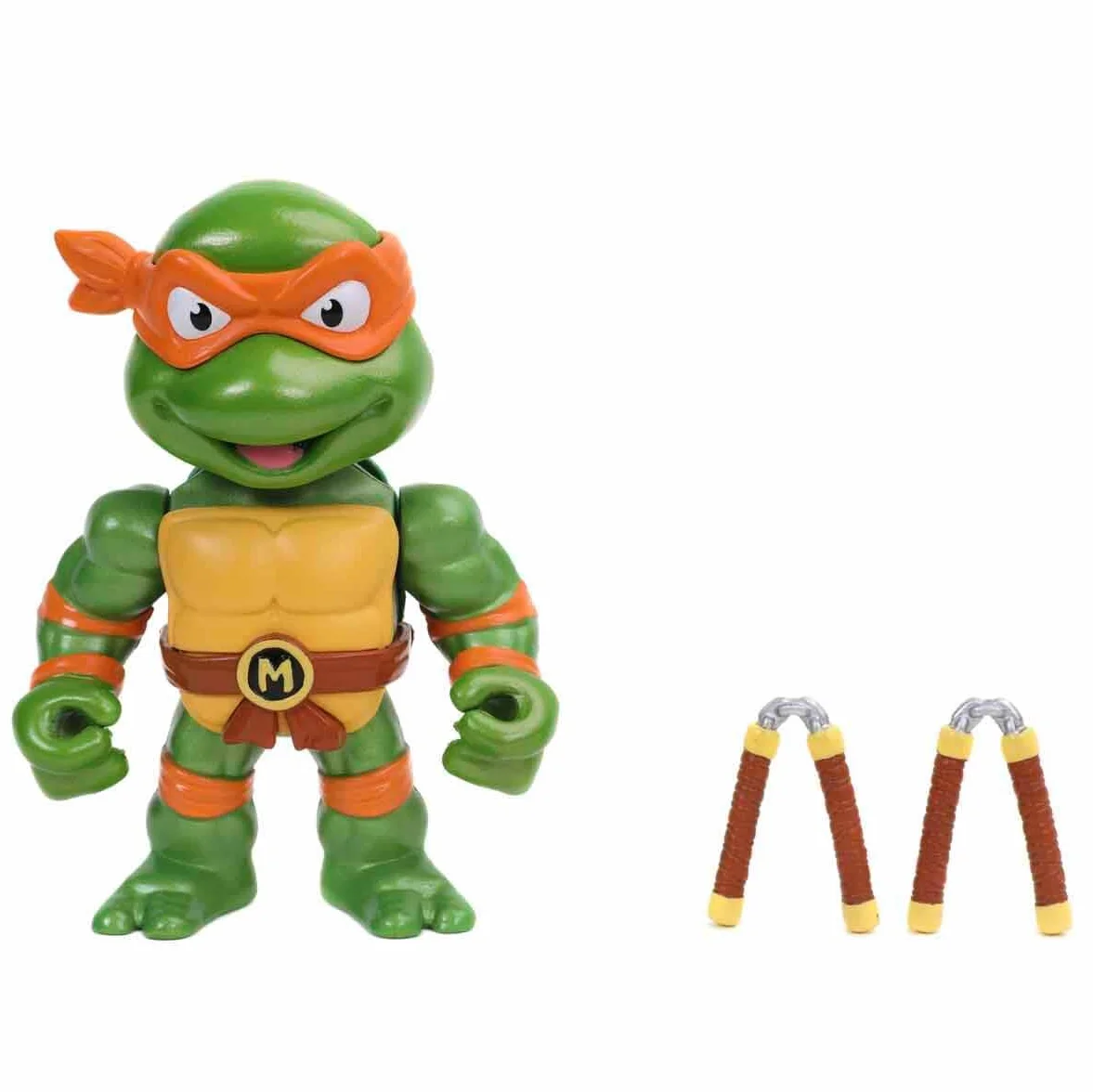 Jada 253283002, Wojownicze Żółwie Ninja Turtles, Michelangelo, metalowa, kolekcjonerska figurka die cast, 10 cm, zielony, pomarańczowy