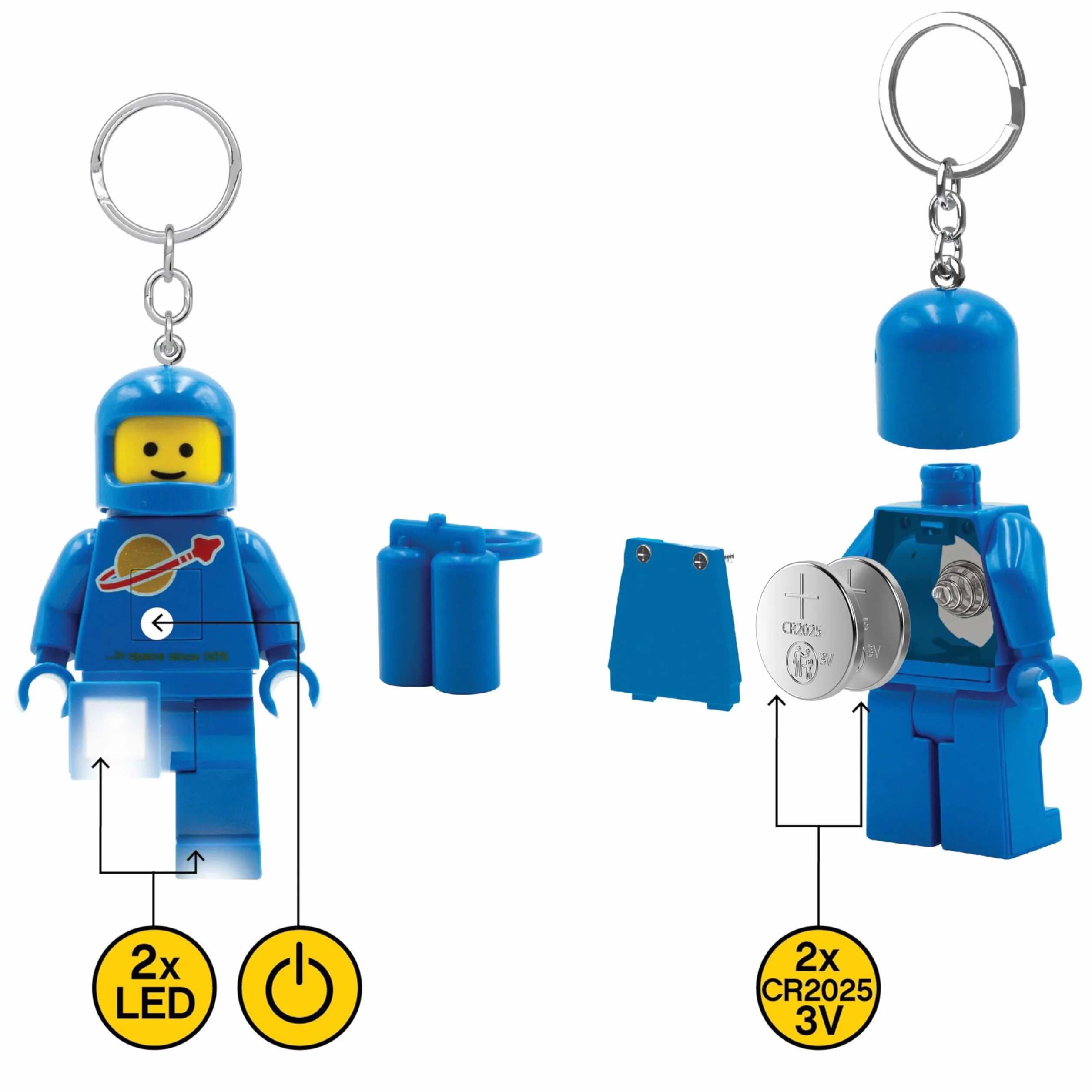 Lego Iconic Latarka LED breloczek do kluczy dla fanów Iconic, fantazyjna zabawka dla dzieci, figurka 76 mm, 2 baterie CR2025 w zestawie