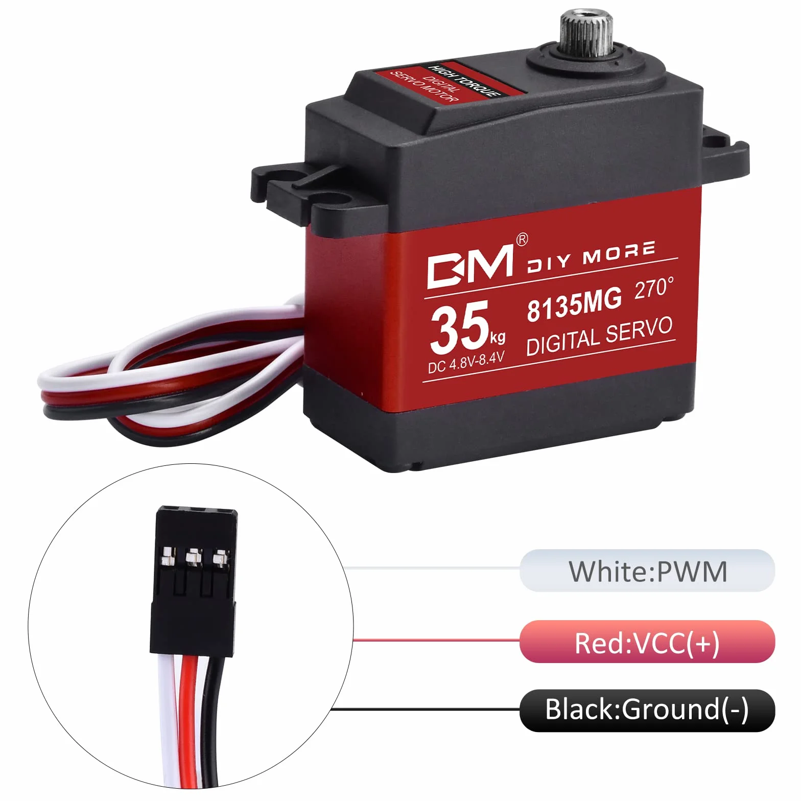 diymore 35 kg, cyfrowy serwo serwo z przekładnią z metalu o wysokim momencie obrotowym, wodoszczelny, do samolotów RC, kąt sterowania 270° [nadaje się tylko dla osób powyżej 16 roku życia]