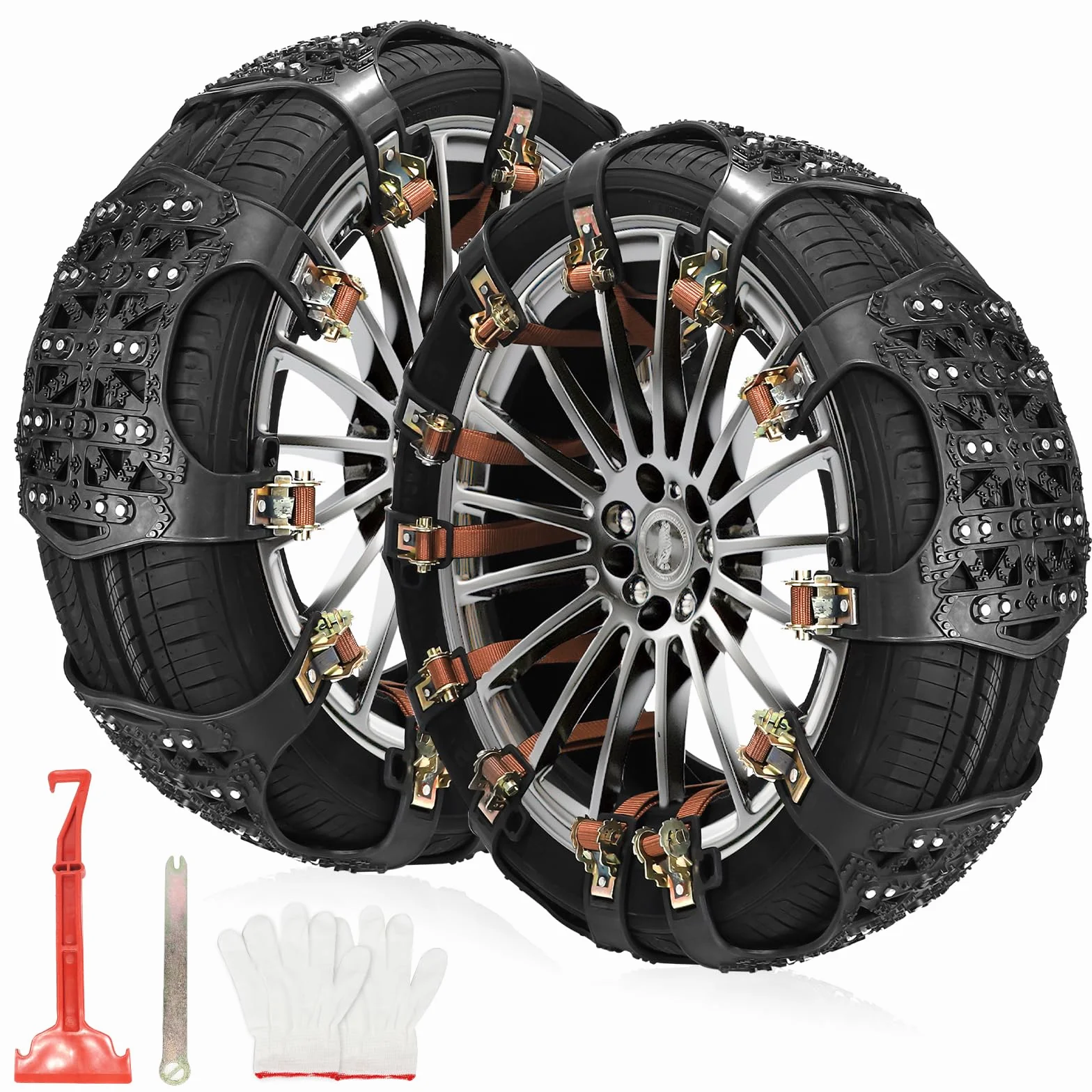 Łańcuchy śniegowe DBREAKS 6 sztuk uniwersalne do opon 165-275 mm czarne