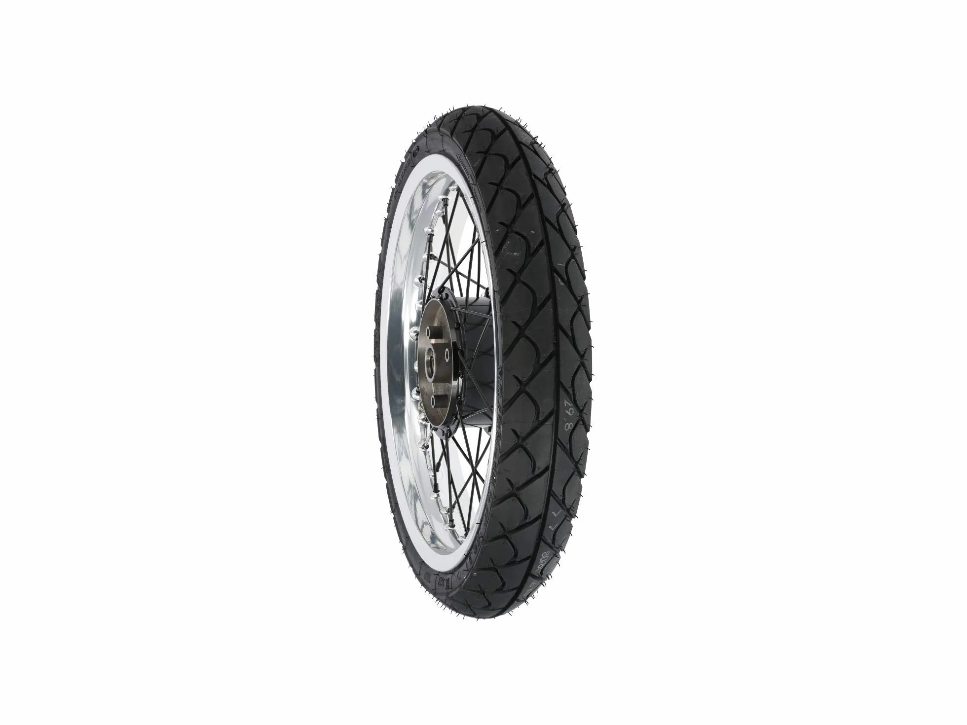 AKF Kompletne koło tuningowe z przodu 2,5 x 16" " felga aluminiowa + piasta i szprychy czarne + opony 80/80 Heidenau K63