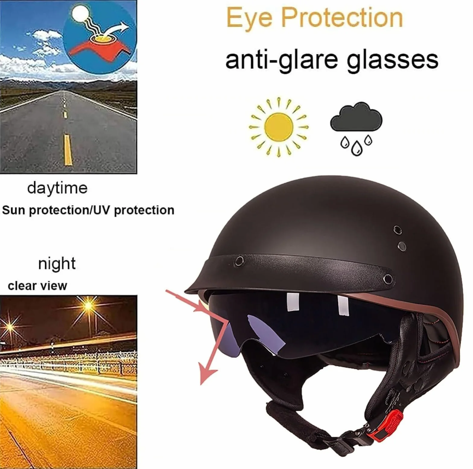 Vintage niemiecki kask motocyklowy pół kask motocyklowy zatwierdzony przez ECEDOT dla dorosłych mężczyzn kobiety Retro kask otwarty z wizjerem do skutera rowerowego Cruiser