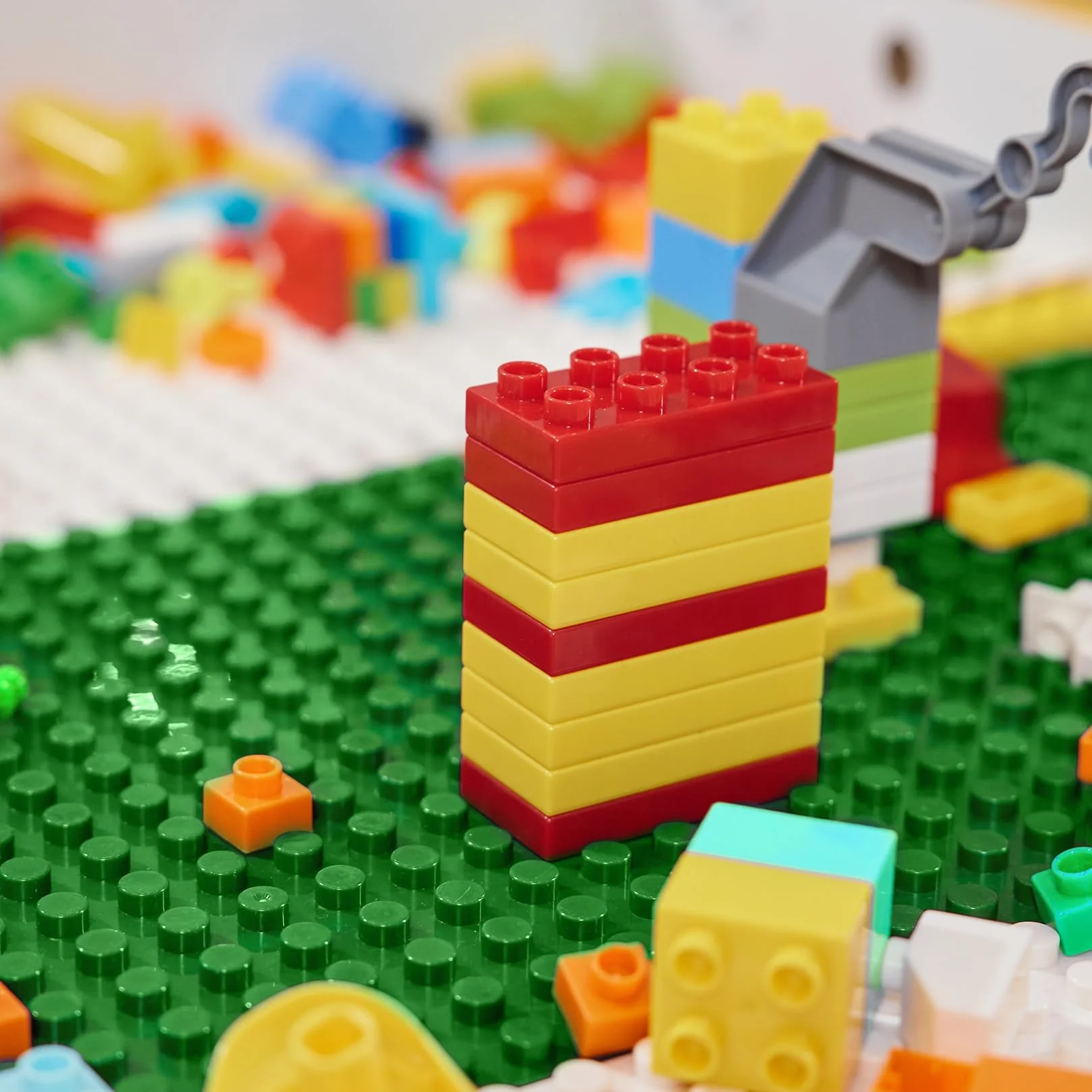 4 szt. Płyty konstrukcyjne kompatybilne z płyta Lego Duplo, 25 x 25 cm, podstawa kompatybilna z Lego Duplo, kreatywna zabawa, zielona