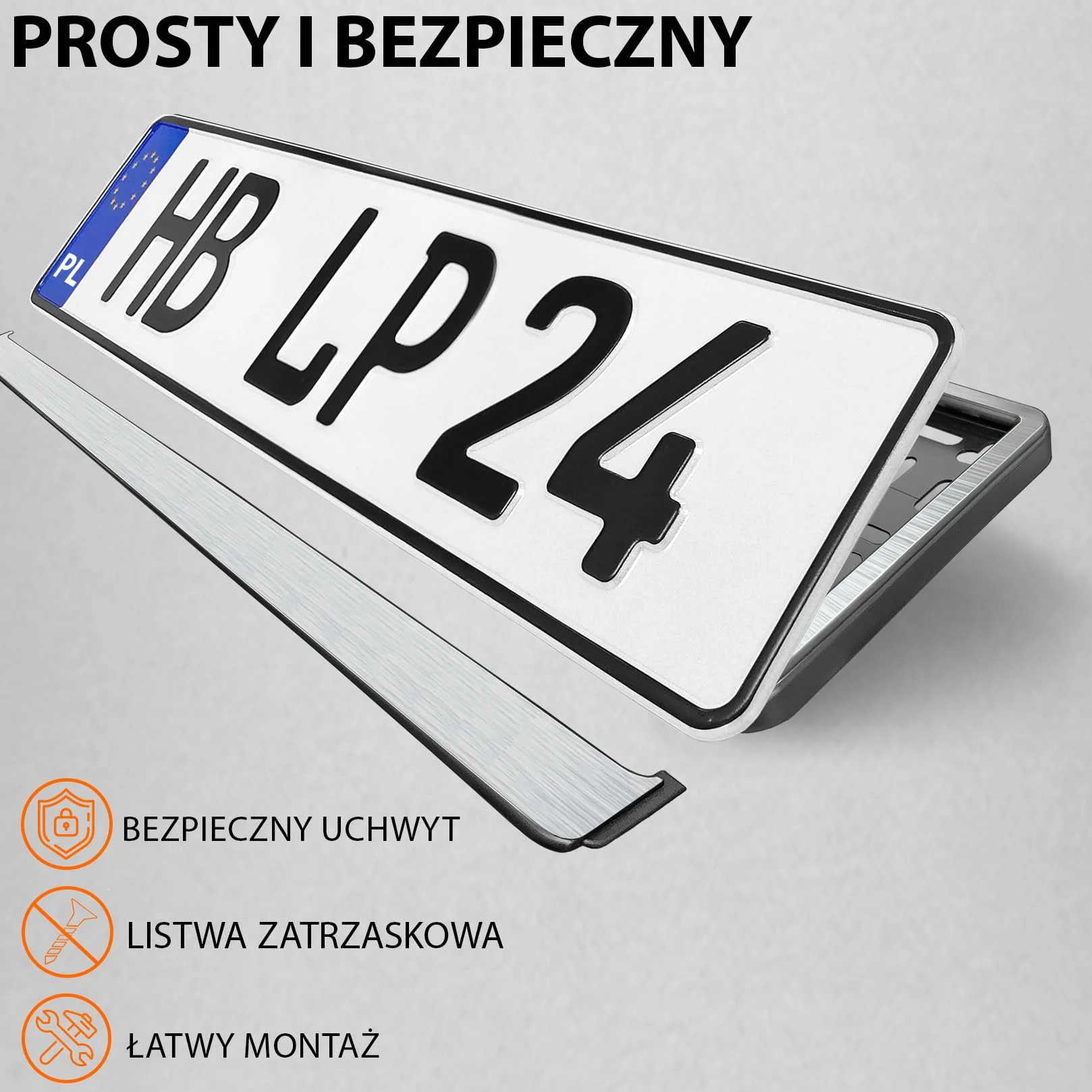 Uchwyt tablicy rejestracyjnej 520x110 mm chrom czesany 2 szt. Ramka do tablic rejestracyjnych