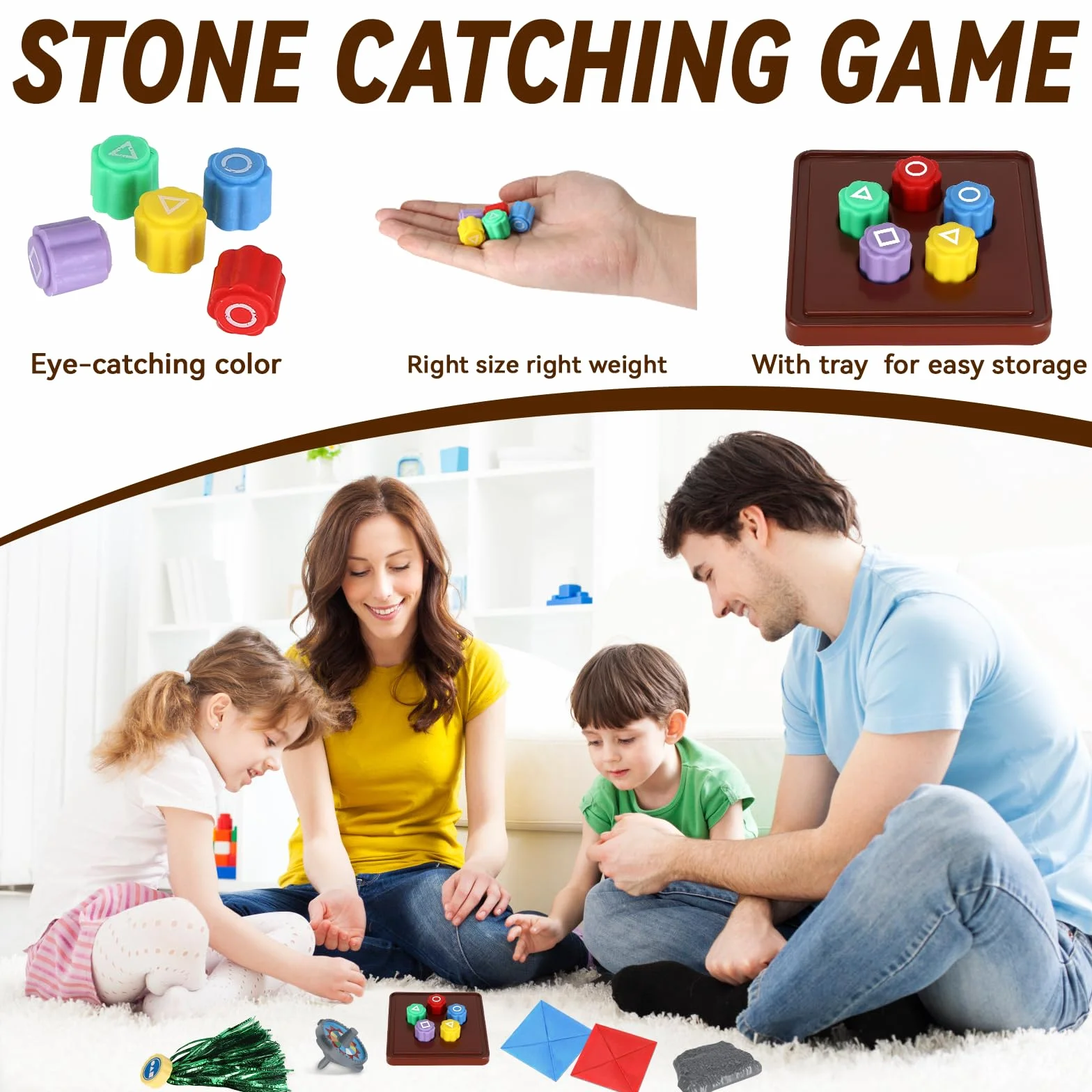 Gonggi Korean Game, 6-częściowy zestaw kamieni Gonggi, koreańska gra Gonggi, tradycyjna koreańska gra na imprezy, rodzinne gry podróżne, Halloween, Walentynki
