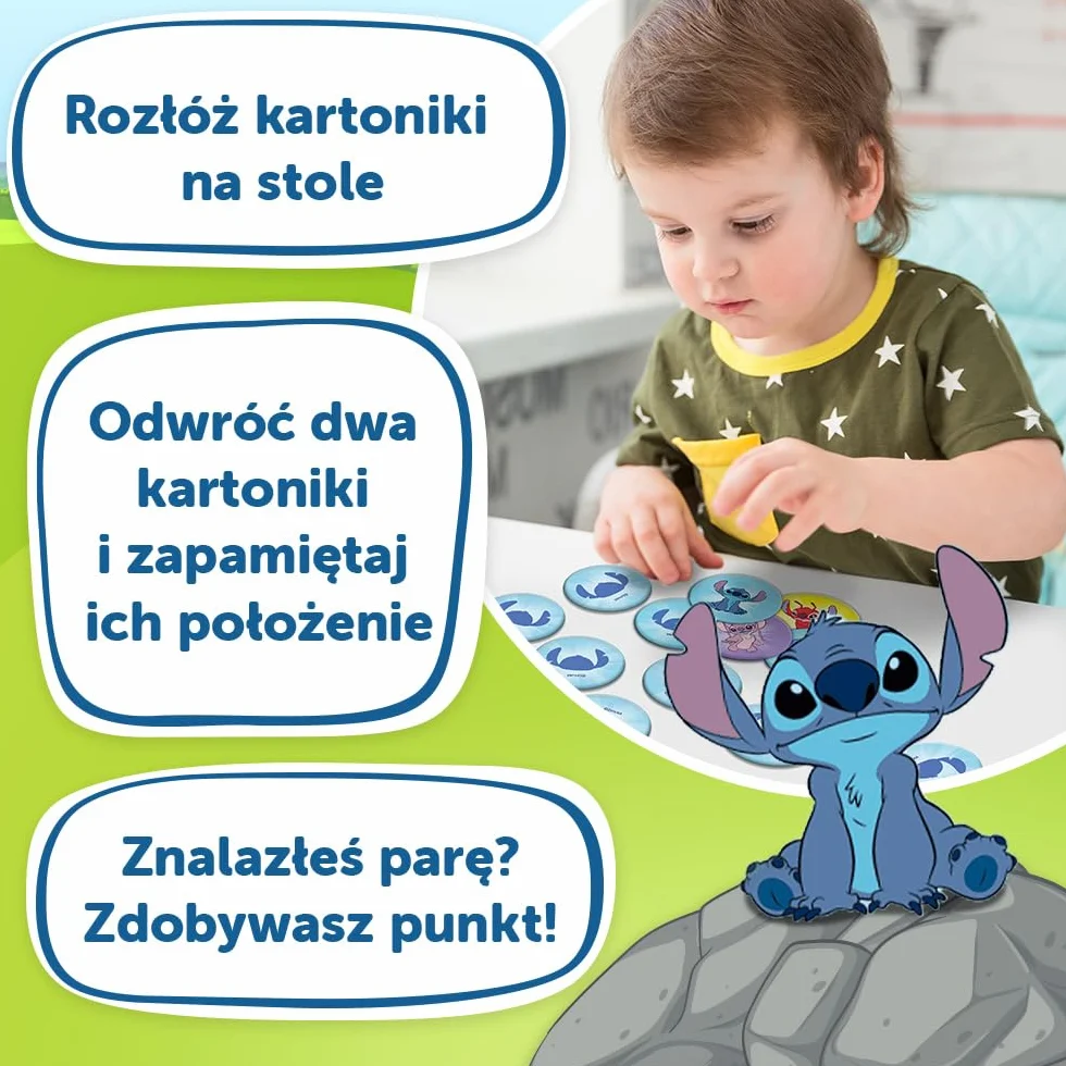 Trefl - Memos Lilo&Stitch - Gra Pamięciowa dla Maluchów, Odnajdywanie Par Obrazków, Memory z Bohaterami Bajki, dla Dzieci od 3 lat