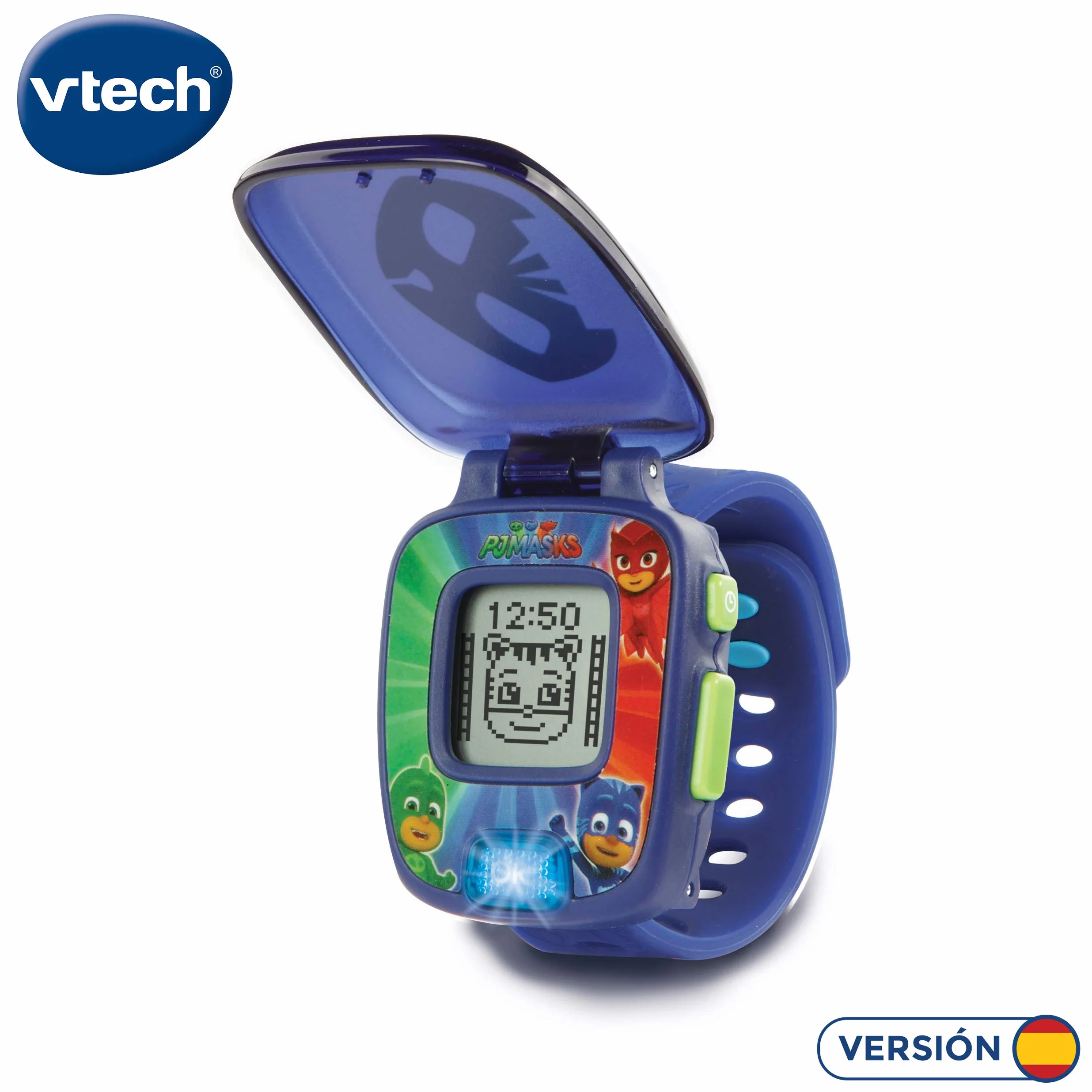 VTech Zegarek PJ Masks Gatuno, Smartwatch edukacyjny dla dzieci w wieku +3 lata, wersja ESP, niebieski, L (3480-175822), 1 szt