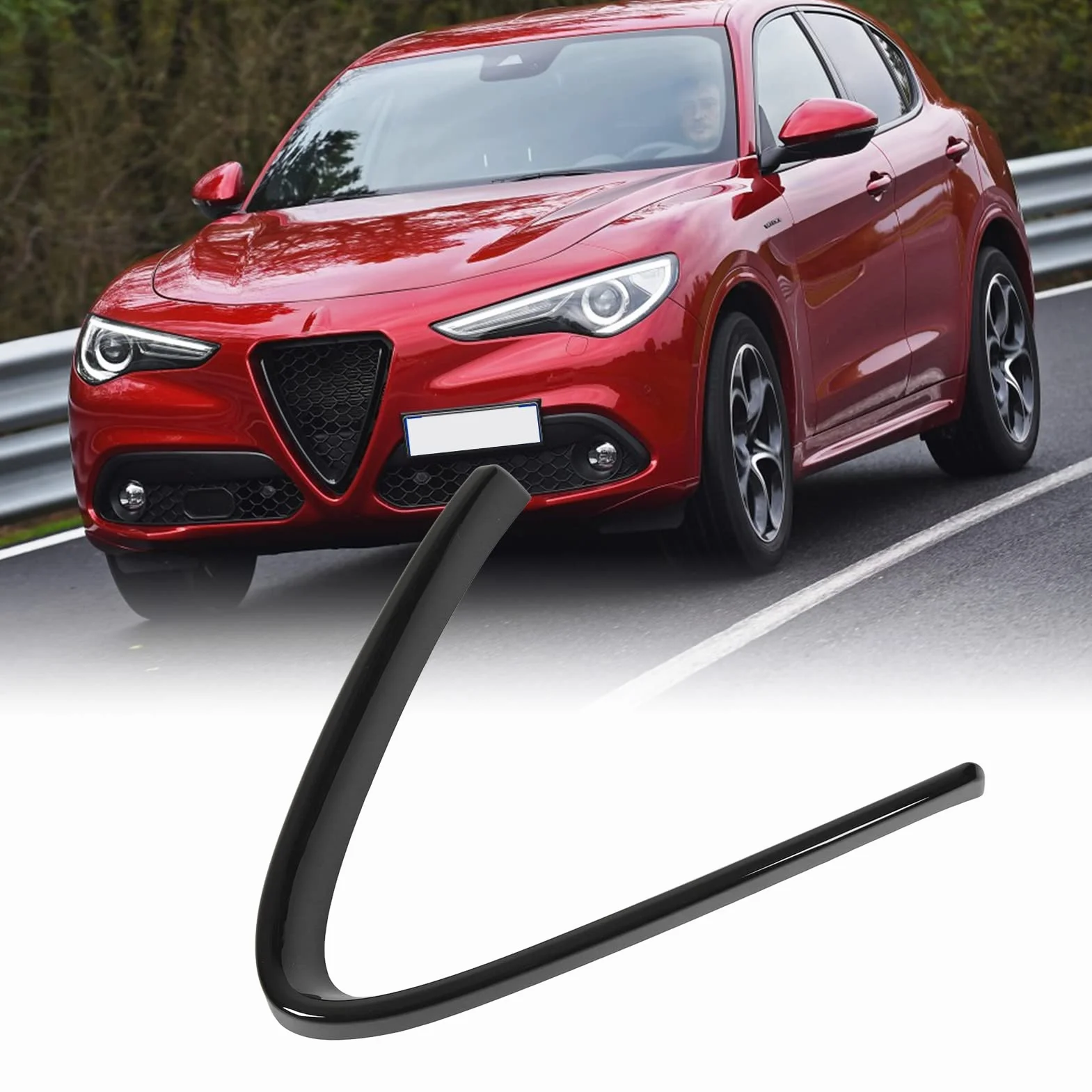 Rama Przedniego Grilla do Alfa Stelvio, Czarna Błyszcząca, Odporna na Zadrapania
