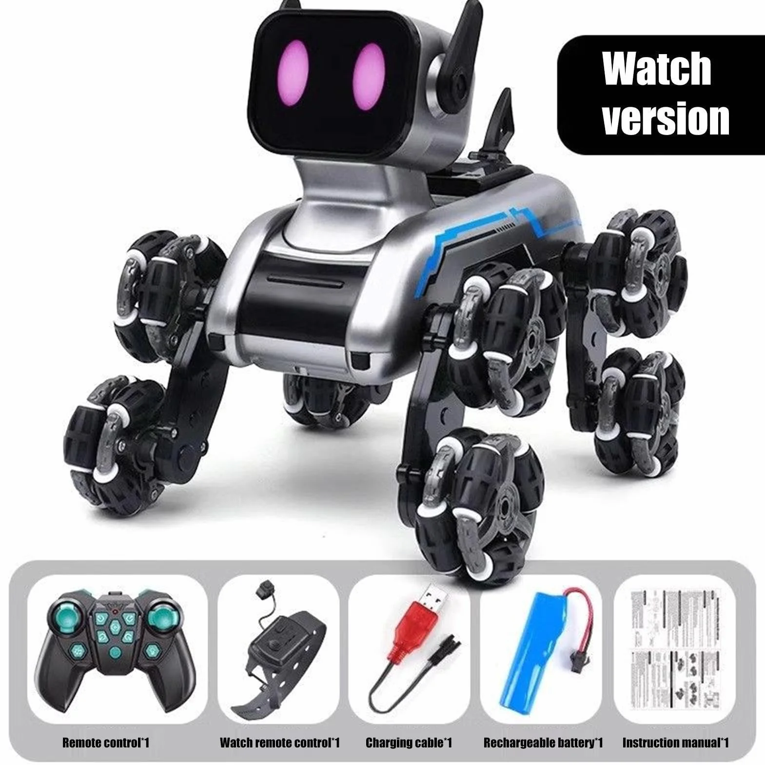 Zdalnie Sterowany Piesek,Zabawka Robotyczny Pies dla Maluchów - Ośmokołowy Robot Dla Dziewczynek I Chłopców Do Domu I Ogrodu Zabawki