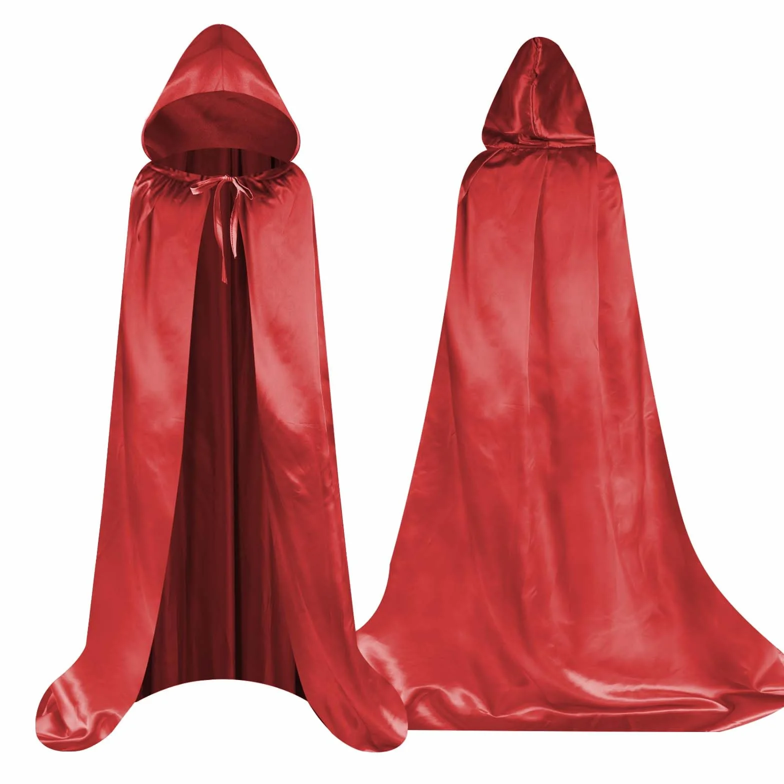 Aomig Czarna peleryna z kapturem na Halloween dla dorosłych, długa peleryna z kapturem, czarownica, akcesoria do cosplay, tajemniczy czarodziej, bajkowy, fantazyjny kostium, Halloween, maskarada