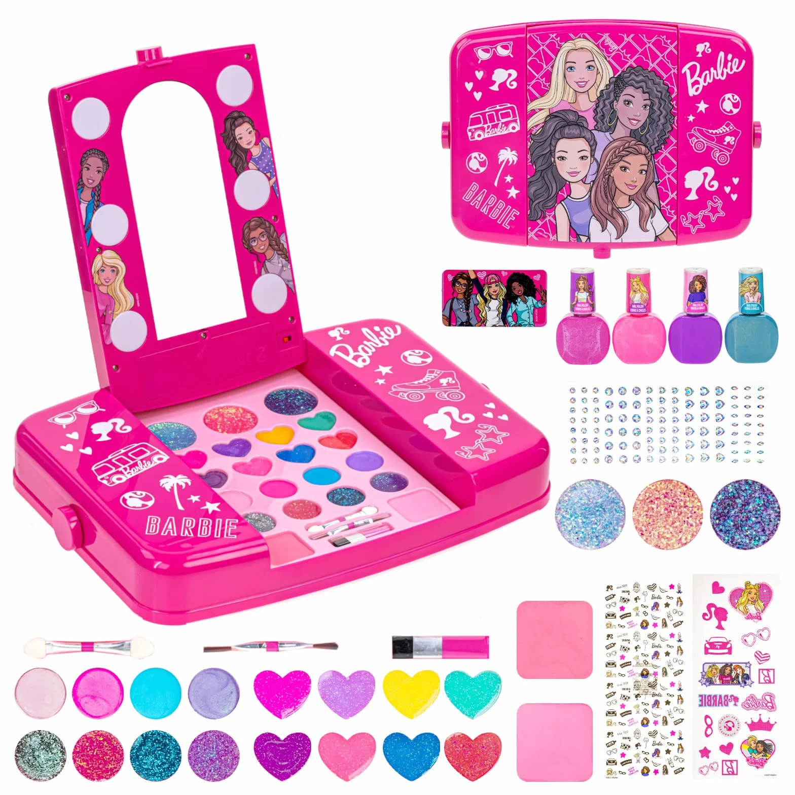 Barbie Zestaw Makijażu z Podświetlanym Lustrem i Lakierem
