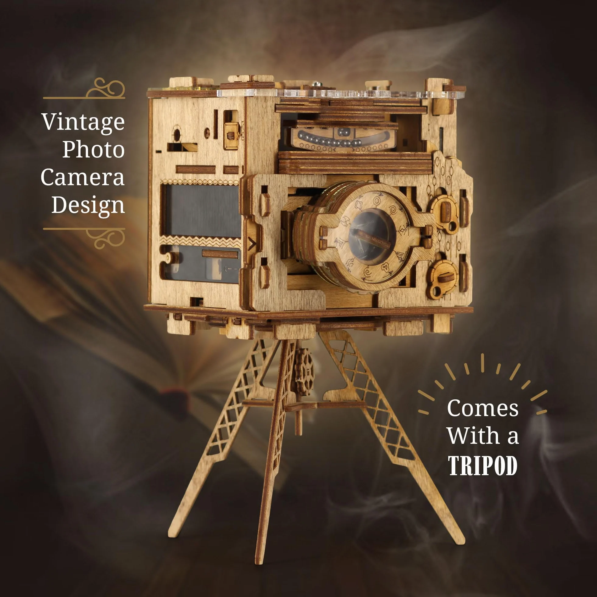 iDventure Cluebox PRO - kamera fotograficzna Sherlocka: Puzzle Box Escape Room - trudne drewniane 3D puzzle - wyjątkowe gry logiczne