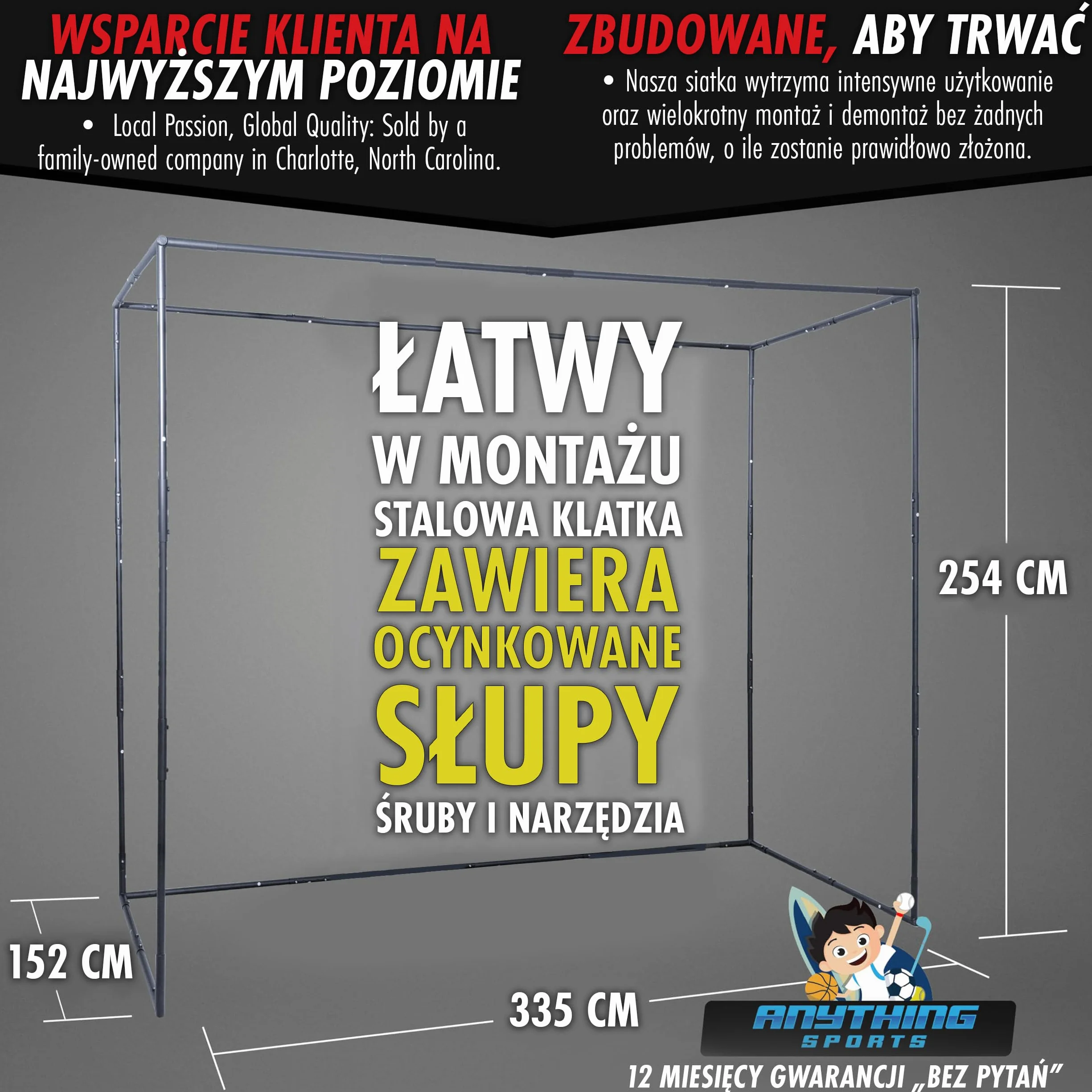 Anything Sports - Symulator Golfa Indoor Z Ekranem Uderzeniowym 4k I Siatką Ochronną - Profesjonalna Metalowa Klatka Golfowa Do Domu I Garażu - Kompletny Zestaw Treningowy - Różne Rozmiary