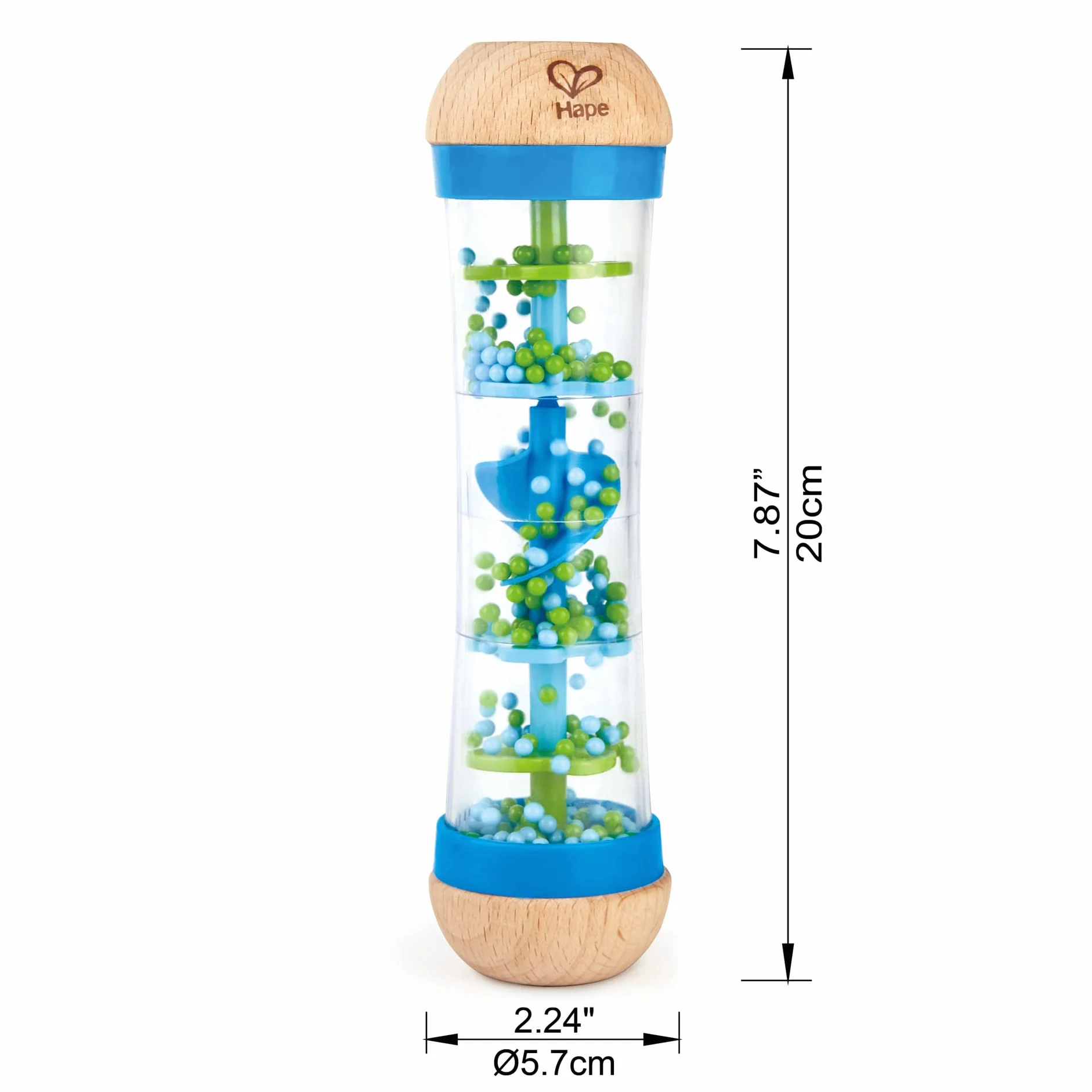 Hape Rainmaker , Mini Rattle Wooden Rainmaker Toy, Blue