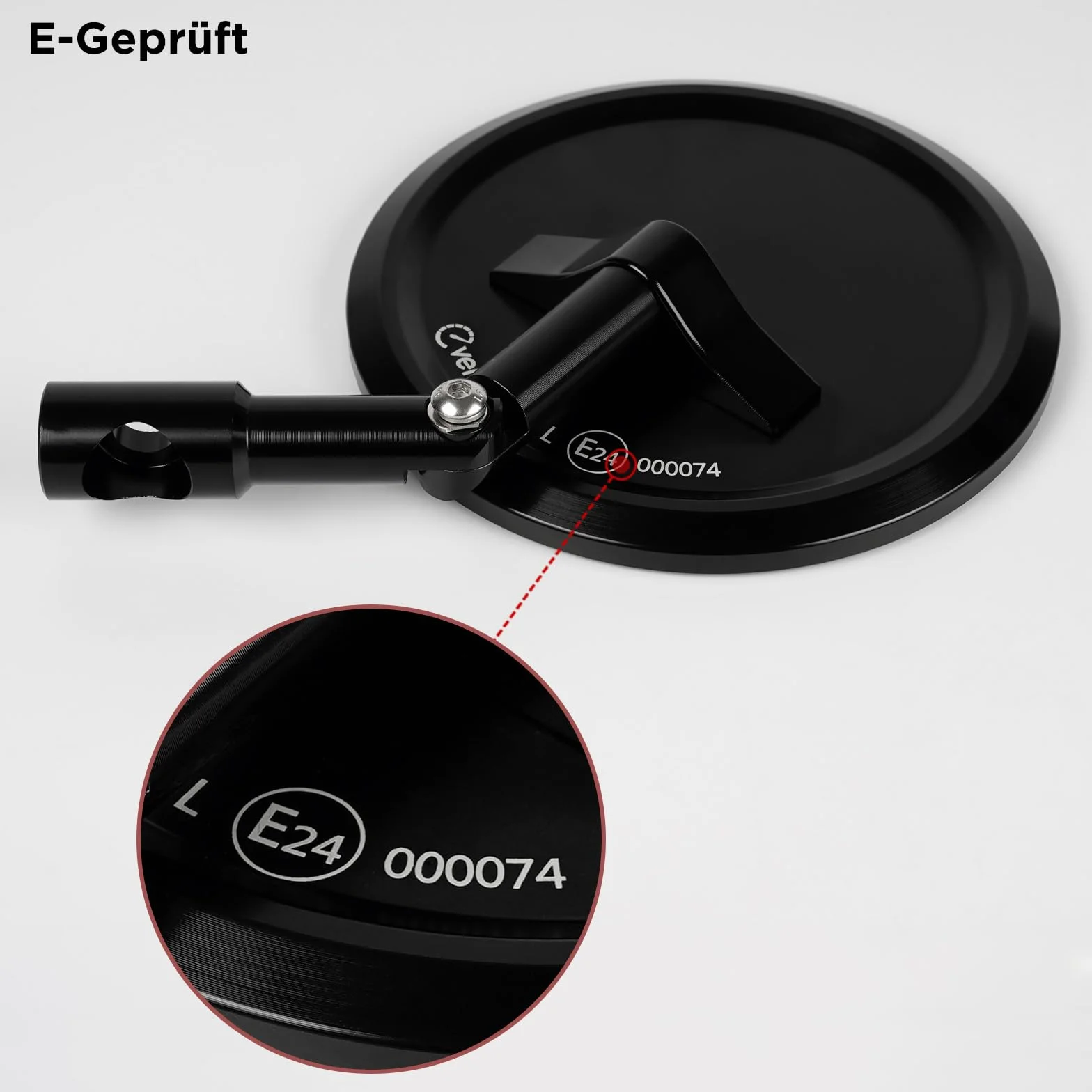 Evermotor Lusterko do końcówek kierownicy, zatwierdzone E, 360° obrotowe lusterko motocyklowe, wykonane z frezowanego CNC aluminium, 22 mm (7/8") okrągłe lusterko motocyklowe kompatybilne ze skuterem