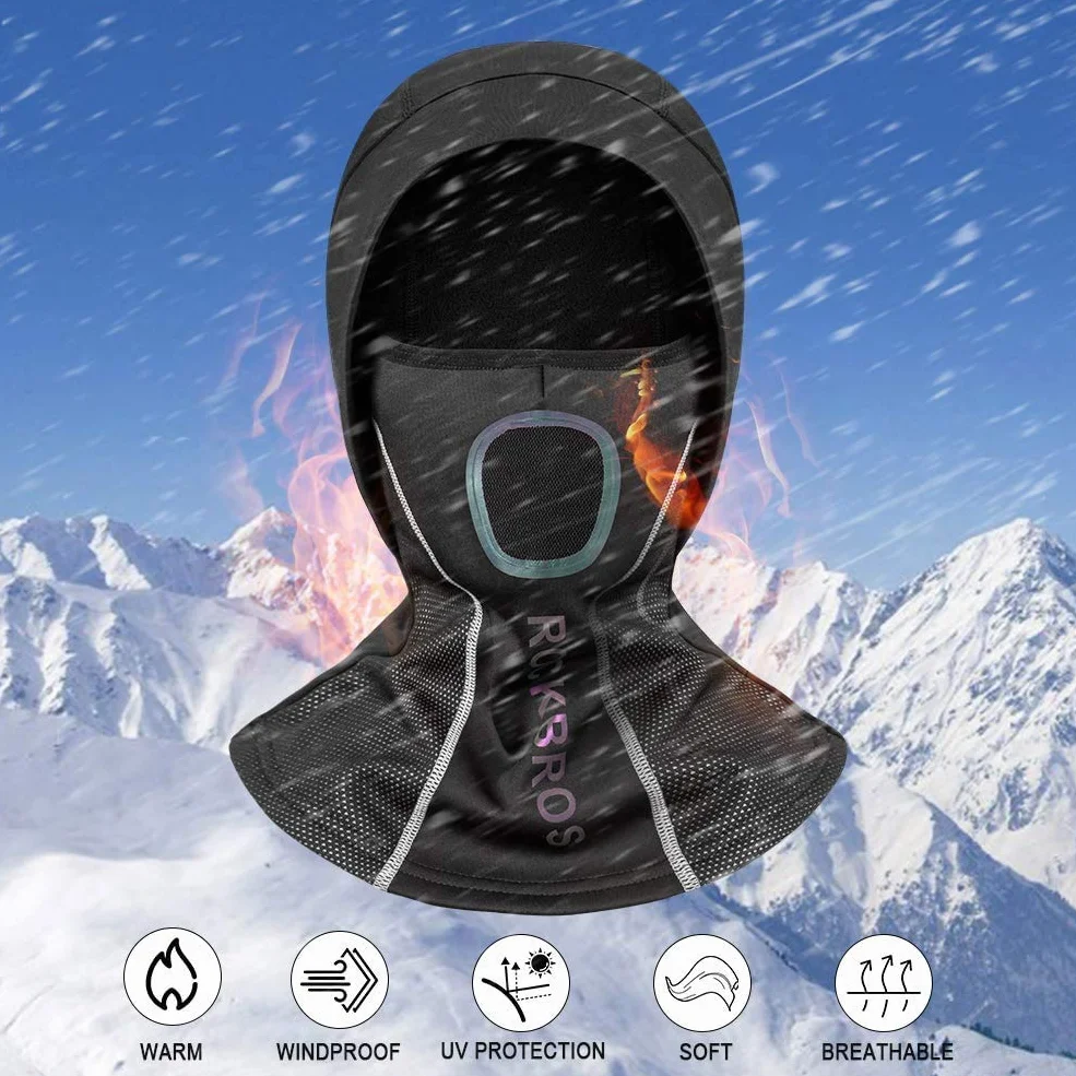 ROCKBROS Kominiarka, Nakrycie Głowy, Oddychająca, Zimowa Czapka Balaclava do Sportów Outdoorowych, na Rower, Motocykl, Snowboard, Odblaskowa, Wiatroszczelna, Antykurzowa, Męska, Damska