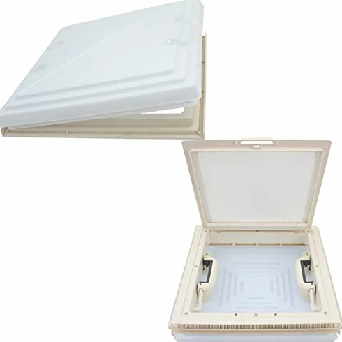 Pro-Styling MPK model 42 420, luk dachowy, okno dachowe, 40 x 40 cm, do przyczepy kempingowej, łodzi, ze składaną ramą, moskitierą, osłoną z mlecznego szkła, wentylacja ciągła, najwyższa jakość, Made