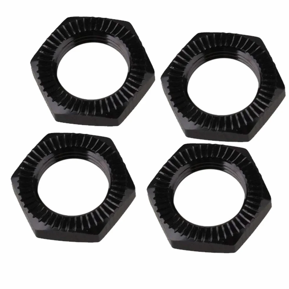 KEEDA 4 szt. M17 17 mm stop aluminium RC koło sześciokątne nakrętka gwintu 1,0 mm do modelu samochodu 1/8 RC HSP Redcat Himoto części (czarne)