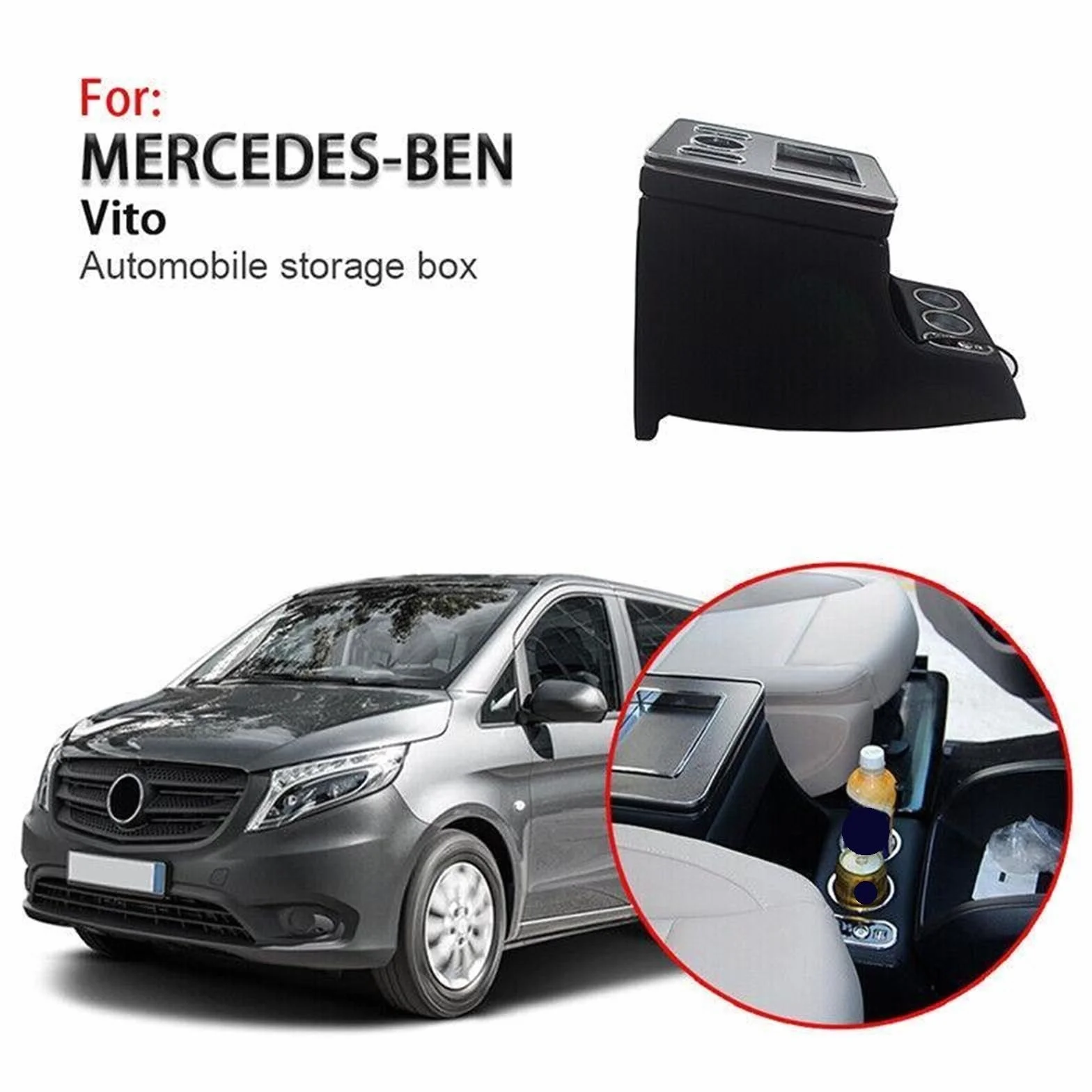 Armsteun Richter Bush Skrzynka podłokietnika pasuje do Benz Vito W447 2016 2017 2018 2019 2020 2021 Czarny/Beżowy(Beige)