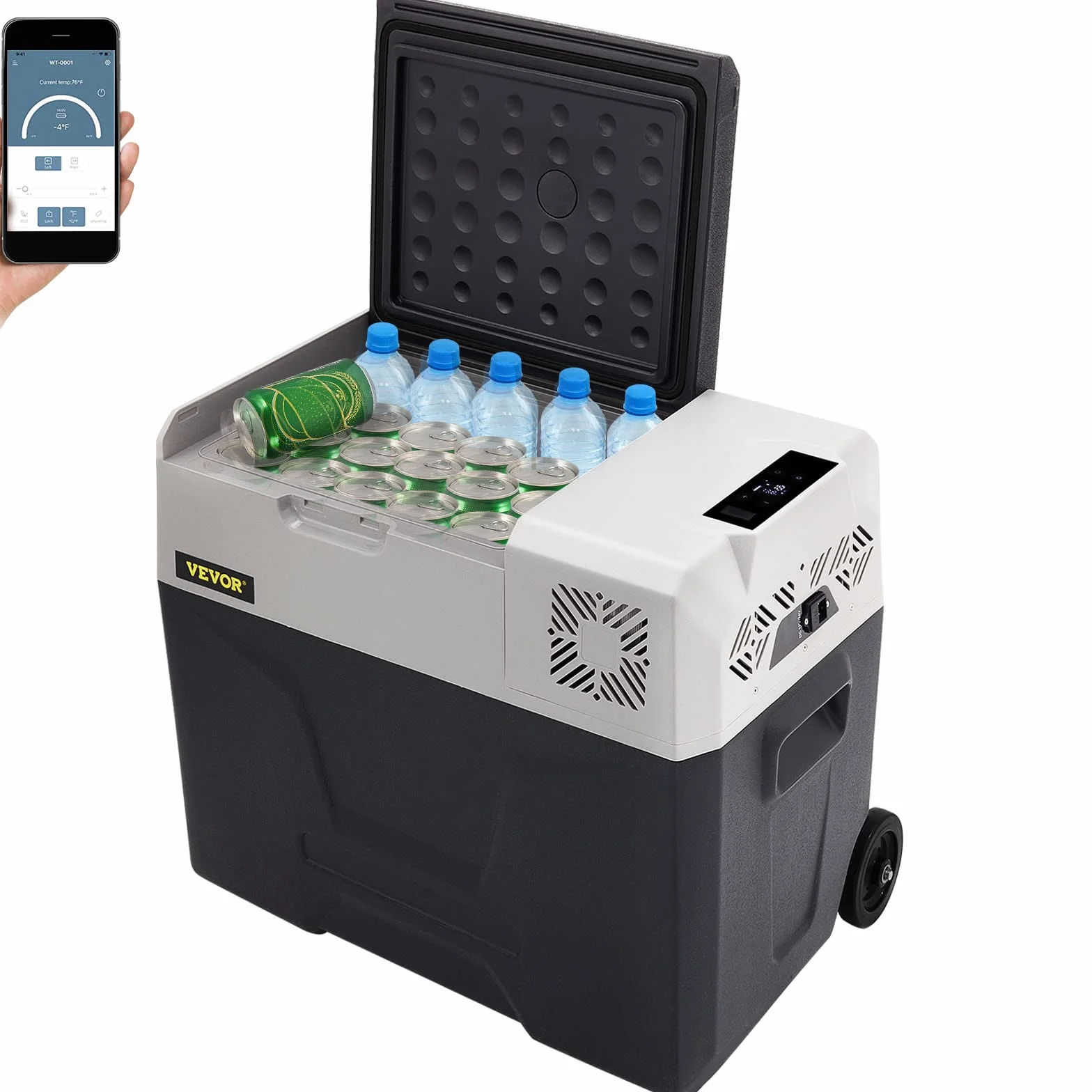 VEVOR Przenośna mini lodówka samochodowa 50 l, z cyfrowym wyświetlaczem LCD, 220 V Zamrażarka, -20 do 20 stopni C