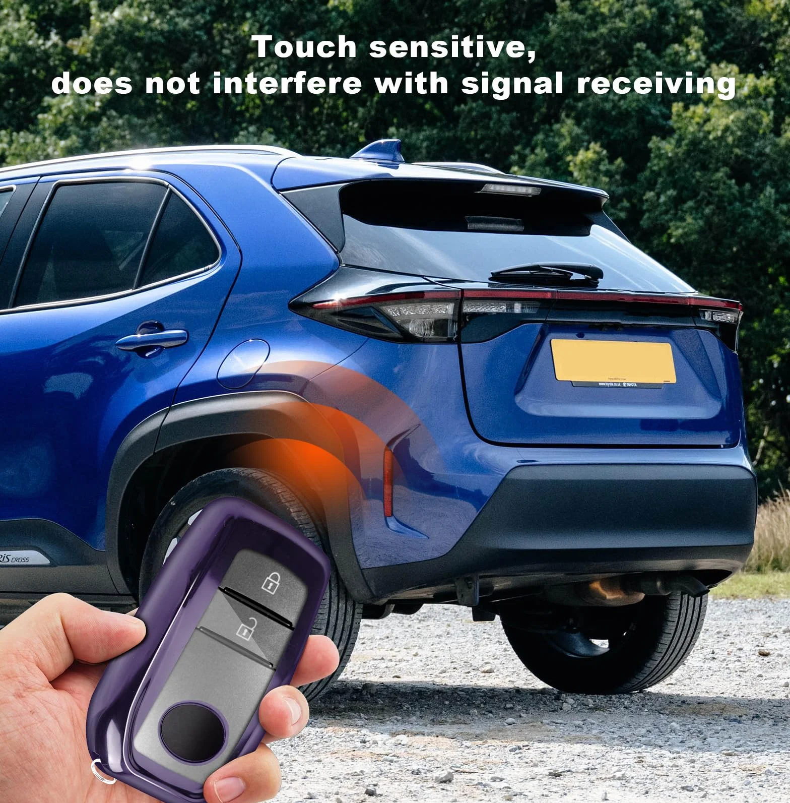 CDEFG Kompatybilne z Toyota Yaris XP21/Yaris Cross 2020-2024/C-HR CHR 2024, silikonowe etui na kluczyki samochodowe, akcesoria samochodowe (fioletowo-czarny)