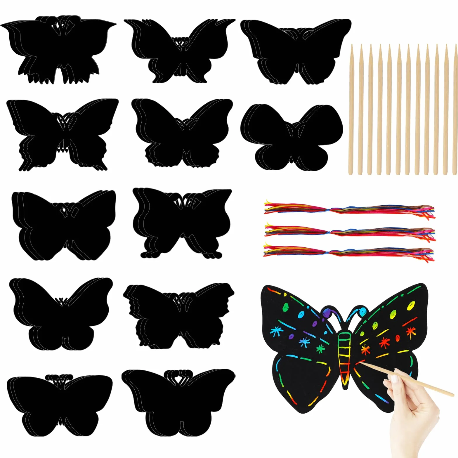36 sztuk obrazków do zdrapywania motyli, papier do zdrapywania, zestaw do majsterkowania, do zdrapywania, dekoracja na urodziny, do majsterkowania, na imprezę, upominek