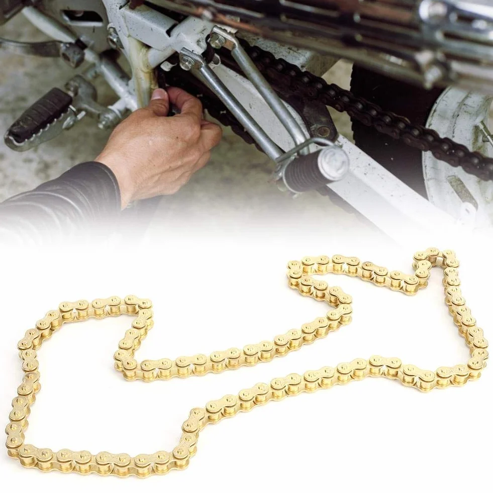 Łańcuch napędowy 420 48 ogniw złoty do motocykli 50 110 125 cm3