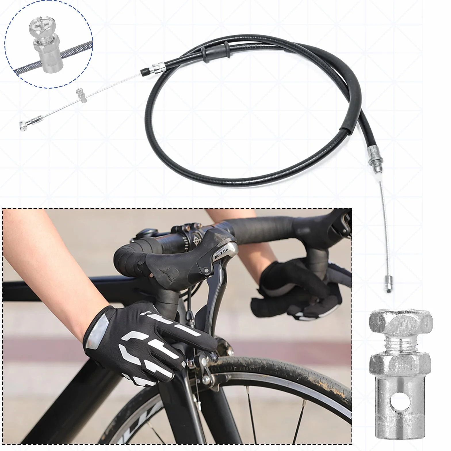 20 sztuk końcówek kabla gazu i hamulca 1/8", zaciski do kabla gazu, zamki, zaciski do kabla hamulcowego gokartu, końcówki kabla hamulcowego do motocykla, roweru z silnikiem, kabla sprzęgła, części do