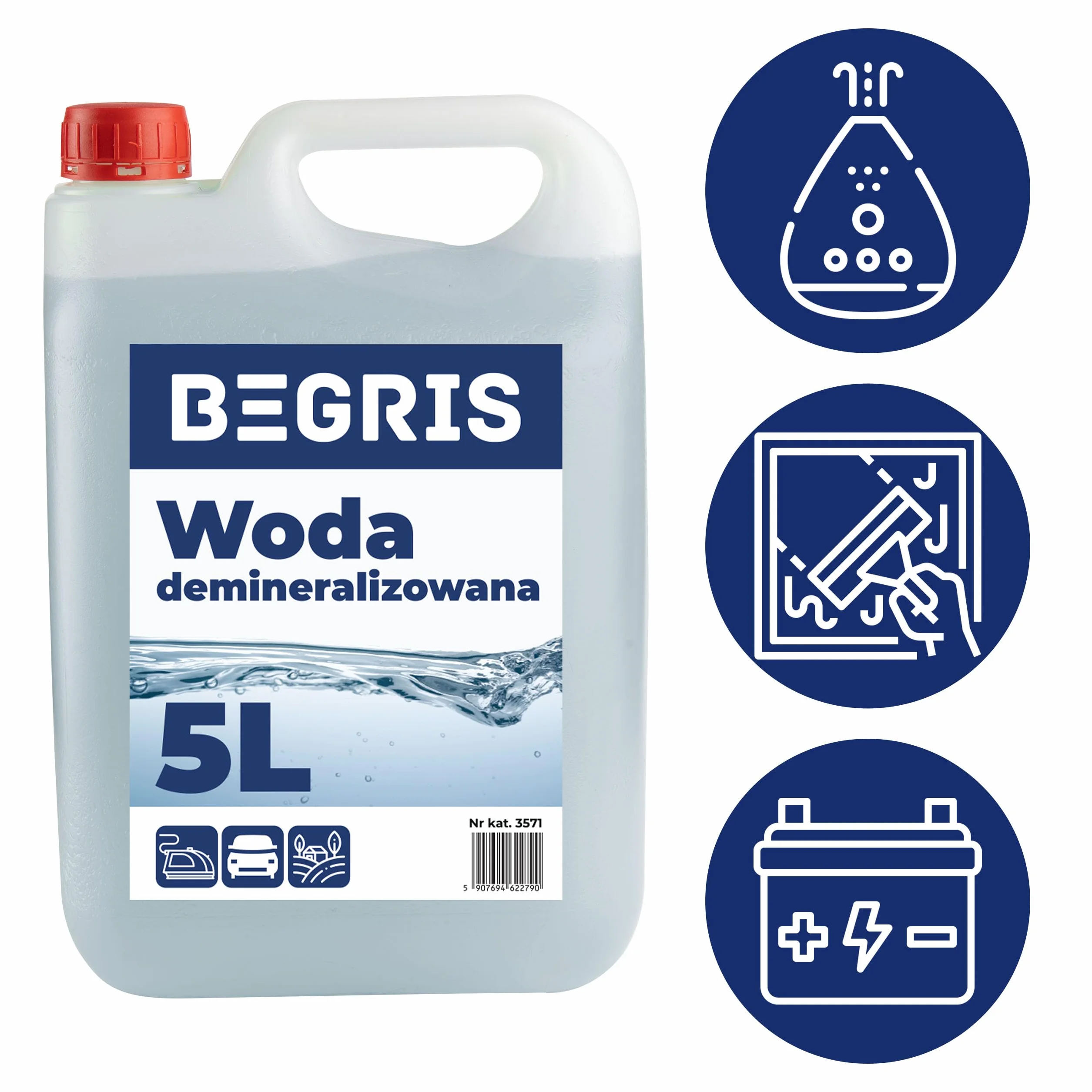 Woda destylowana Demineralizowana 5L Wysoka Jakość Woda Destylowana Do Akwarium, Żelazka, Myjek Woda Pozbawiona Obcych Jonów