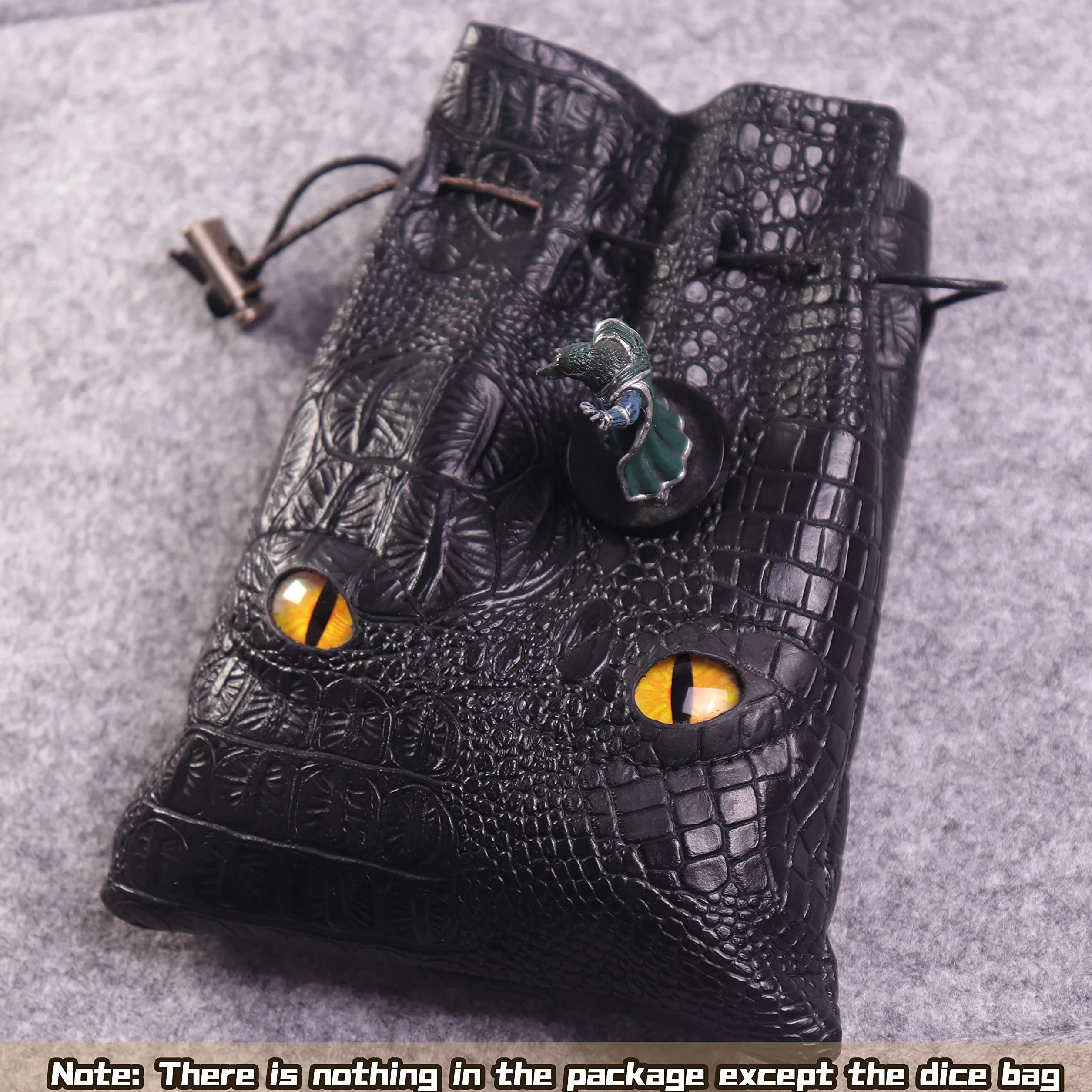 DND Dice Bag with 2 Yellow Dragon Eyes, Black Dungeons and Dragons Dice Bag, Board Game Bag of Dice, Dice Bag Hold 6 Set Dice, D and D Storage Bag for RPG Table Game, Bag for Board Game Accessories